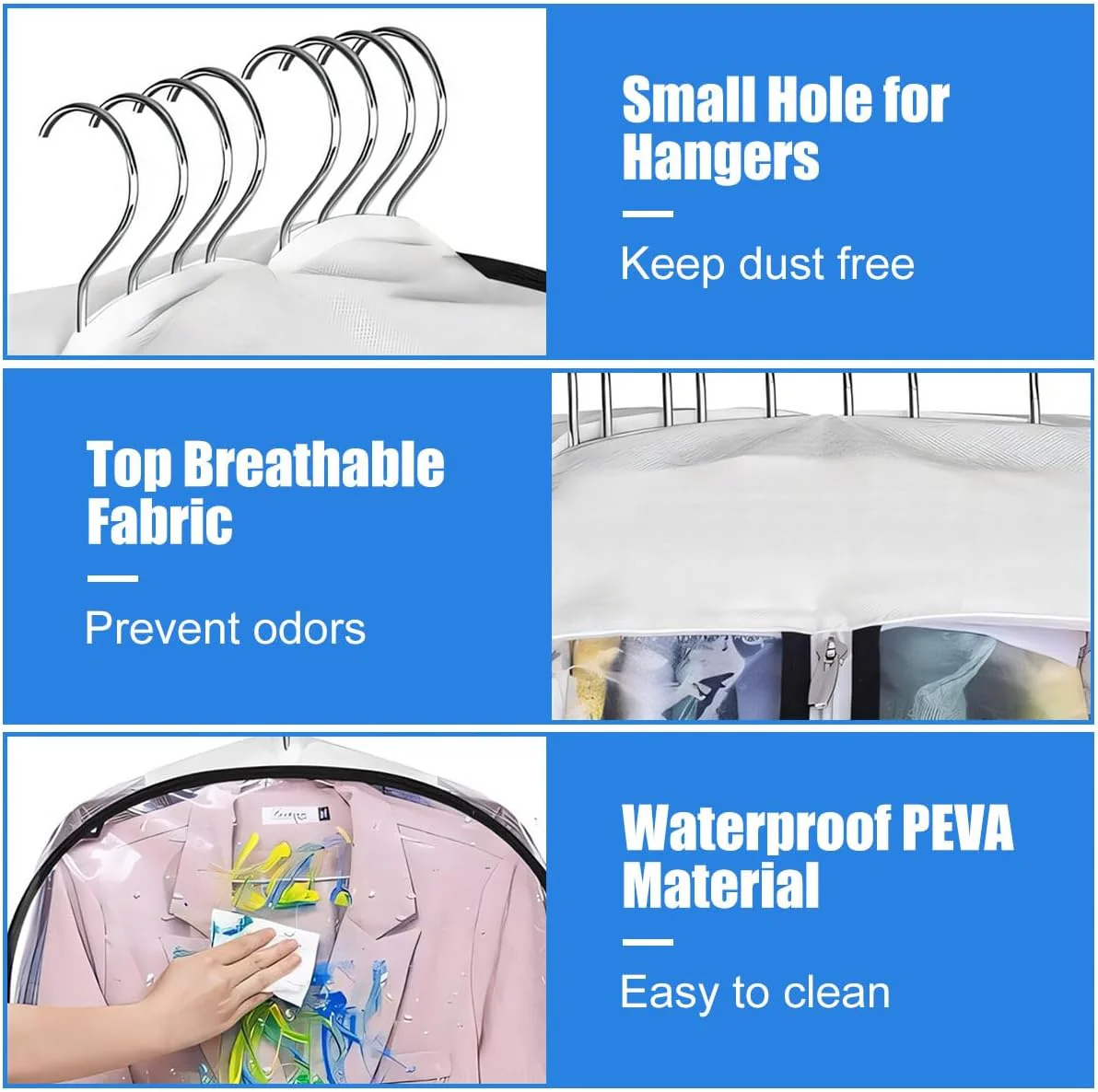 6 Pack Clear Garment Bags with Zipper Waterproof PEVA Suit Covers - Image 9