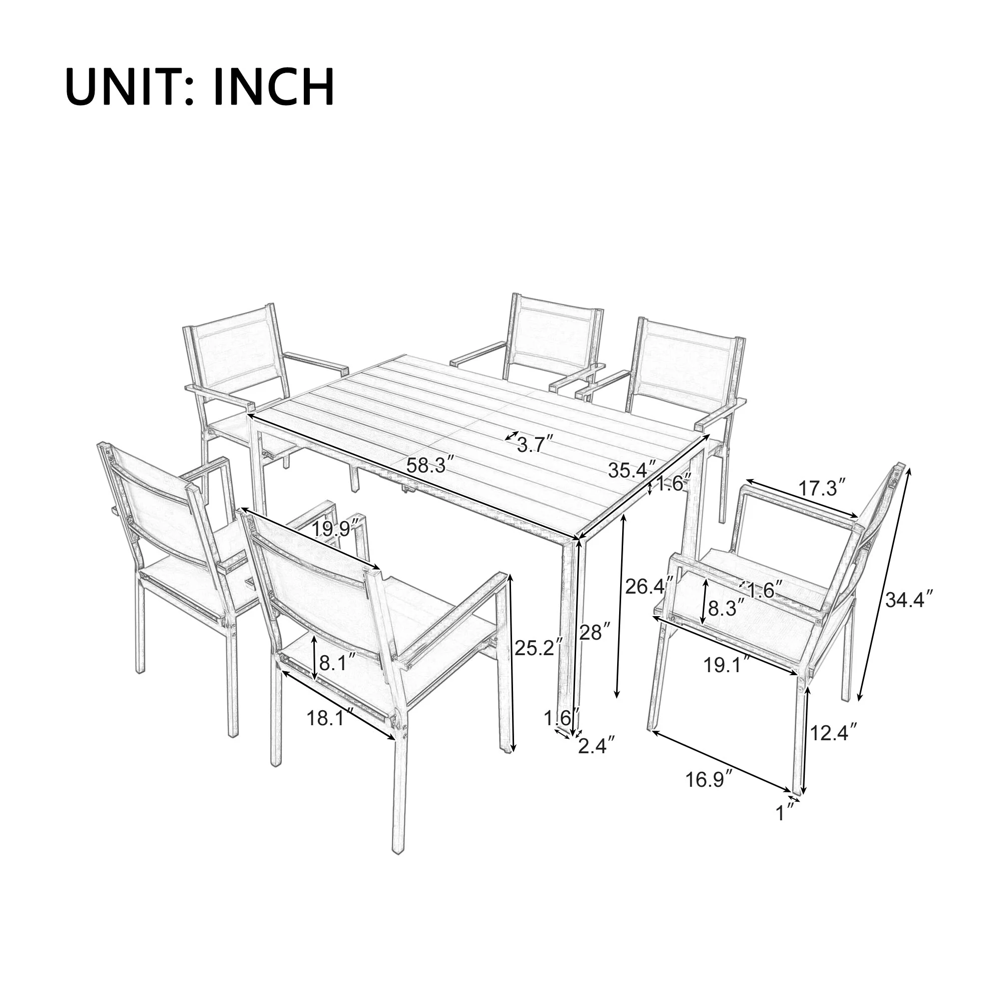 6-Person Modern Steel Outdoor Dining Set - Image 10