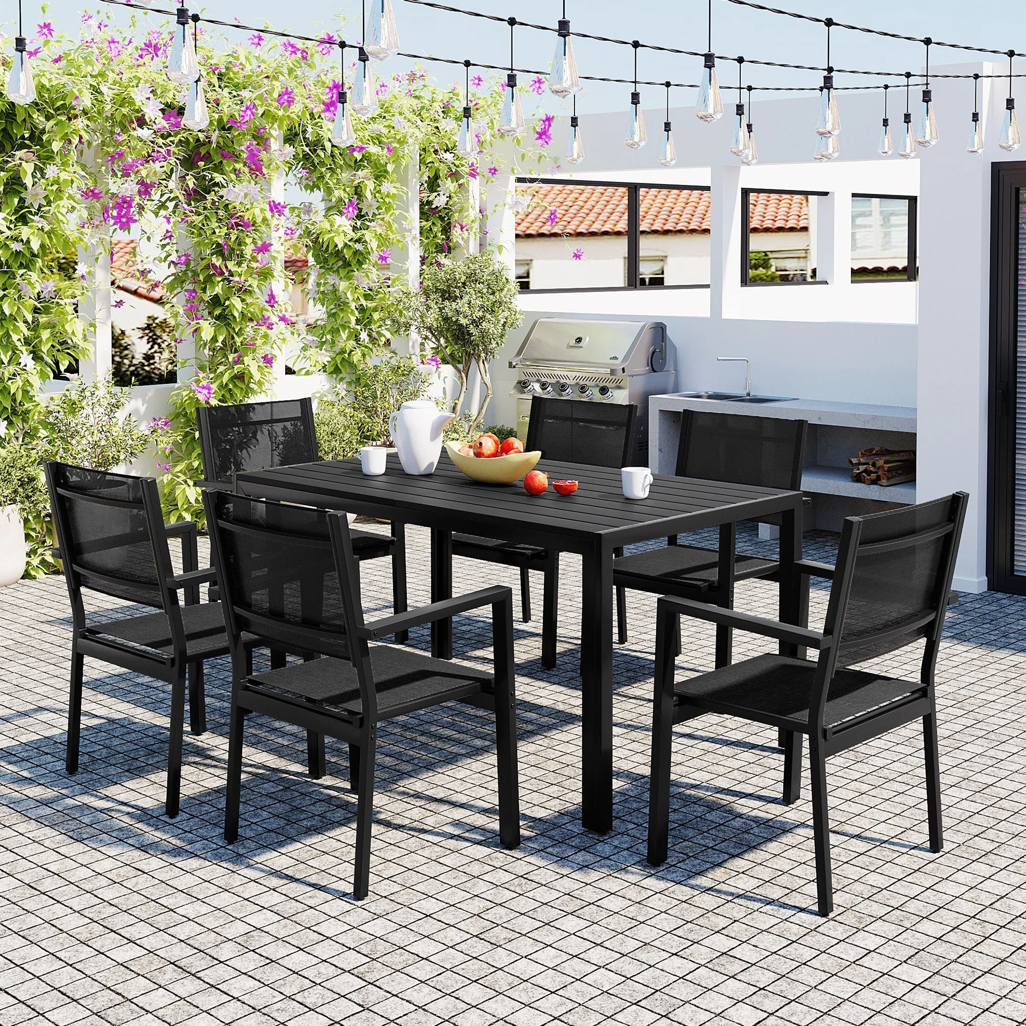 6-Person Modern Steel Outdoor Dining Set - Image 2