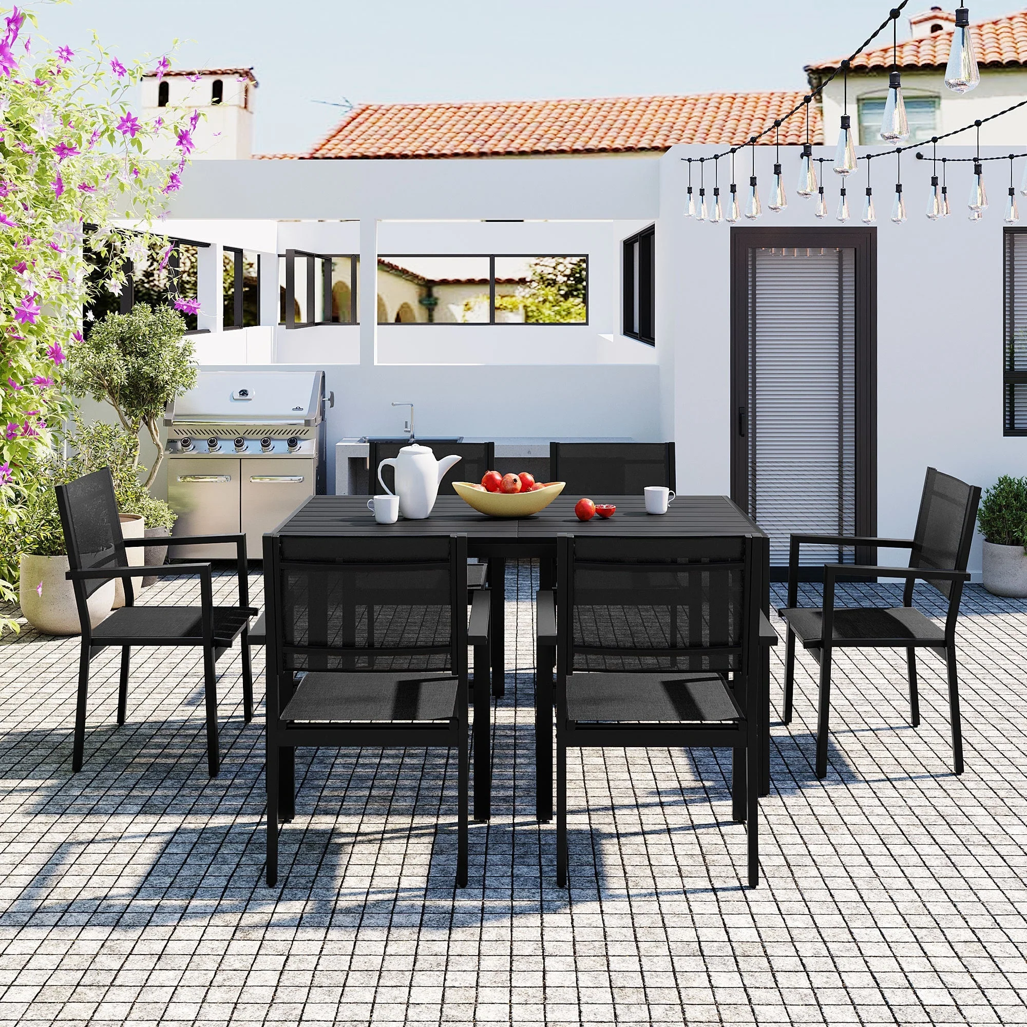 6-Person Modern Steel Outdoor Dining Set - Image 3