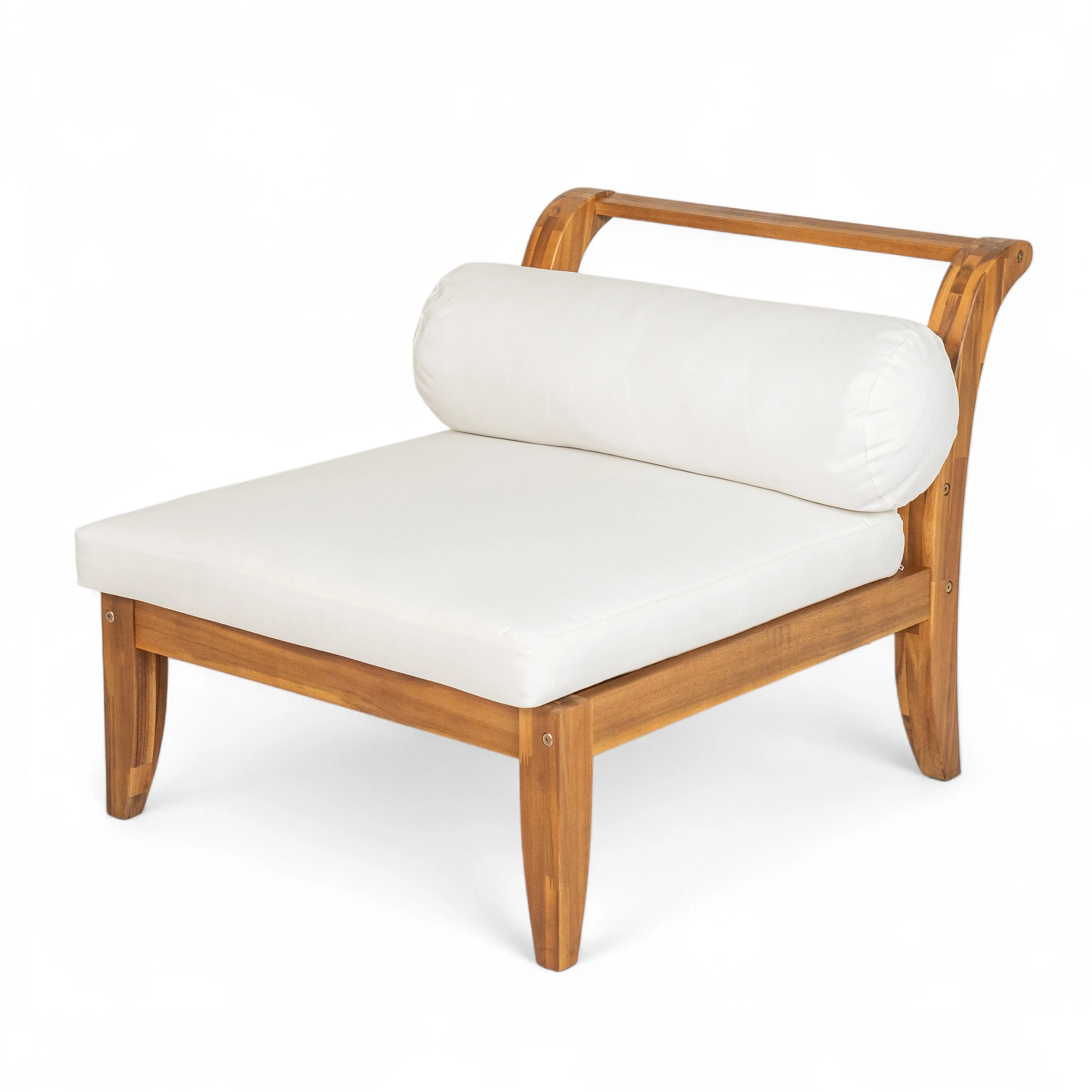 6 Piece Acacia Wood Outdoor Modular Sectional with Daybed and Tea Table - Image 13