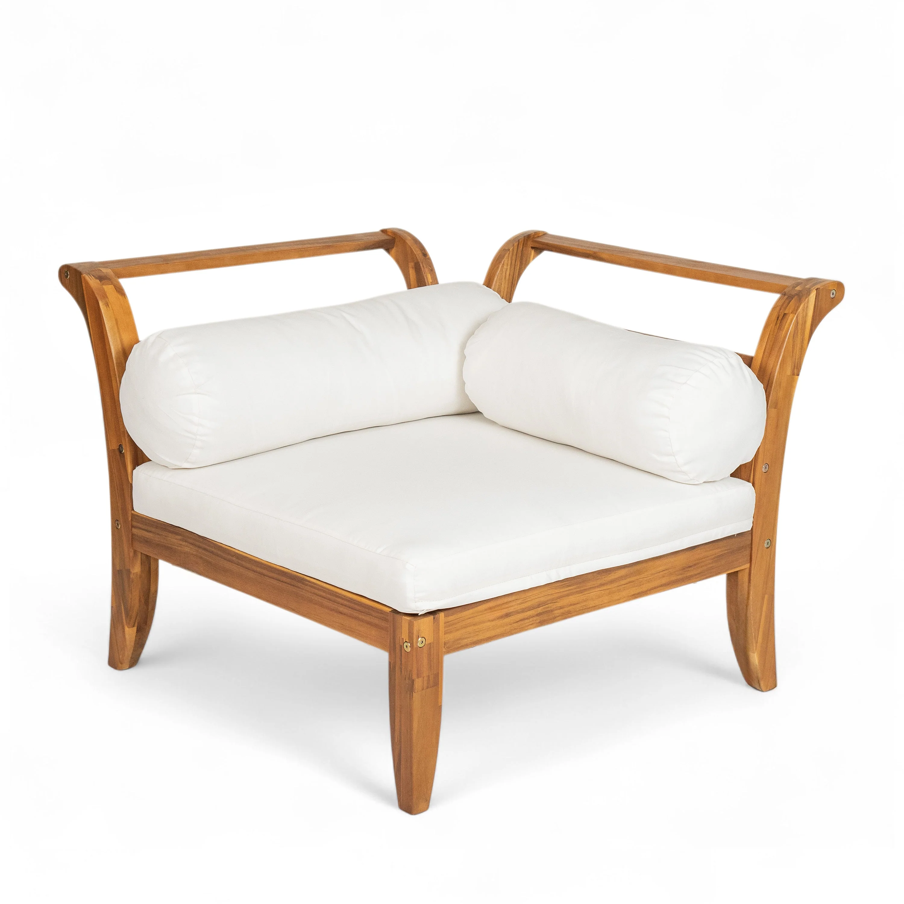 6 Piece Acacia Wood Outdoor Modular Sectional with Daybed and Tea Table - Image 15