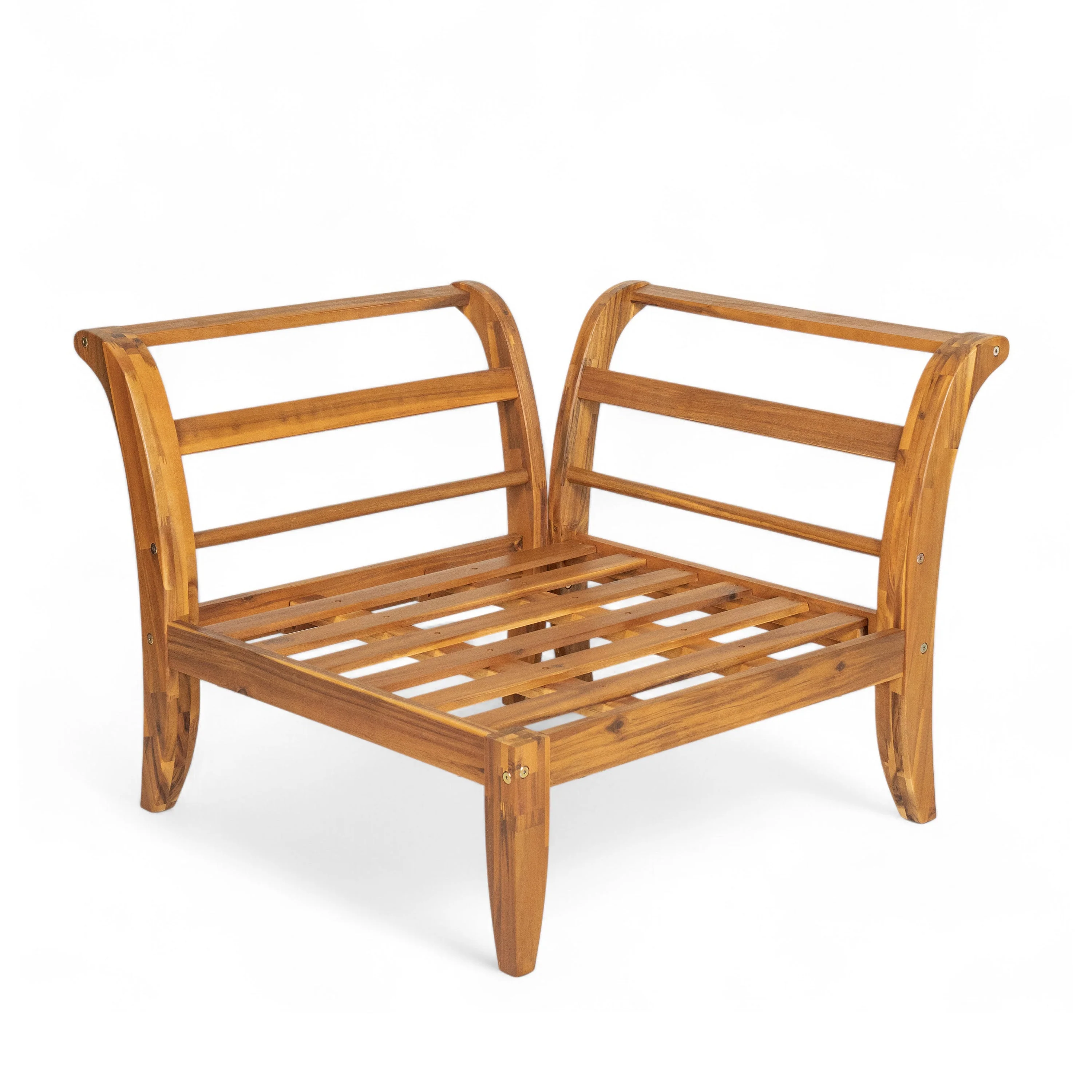 6 Piece Acacia Wood Outdoor Modular Sectional with Daybed and Tea Table - Image 16