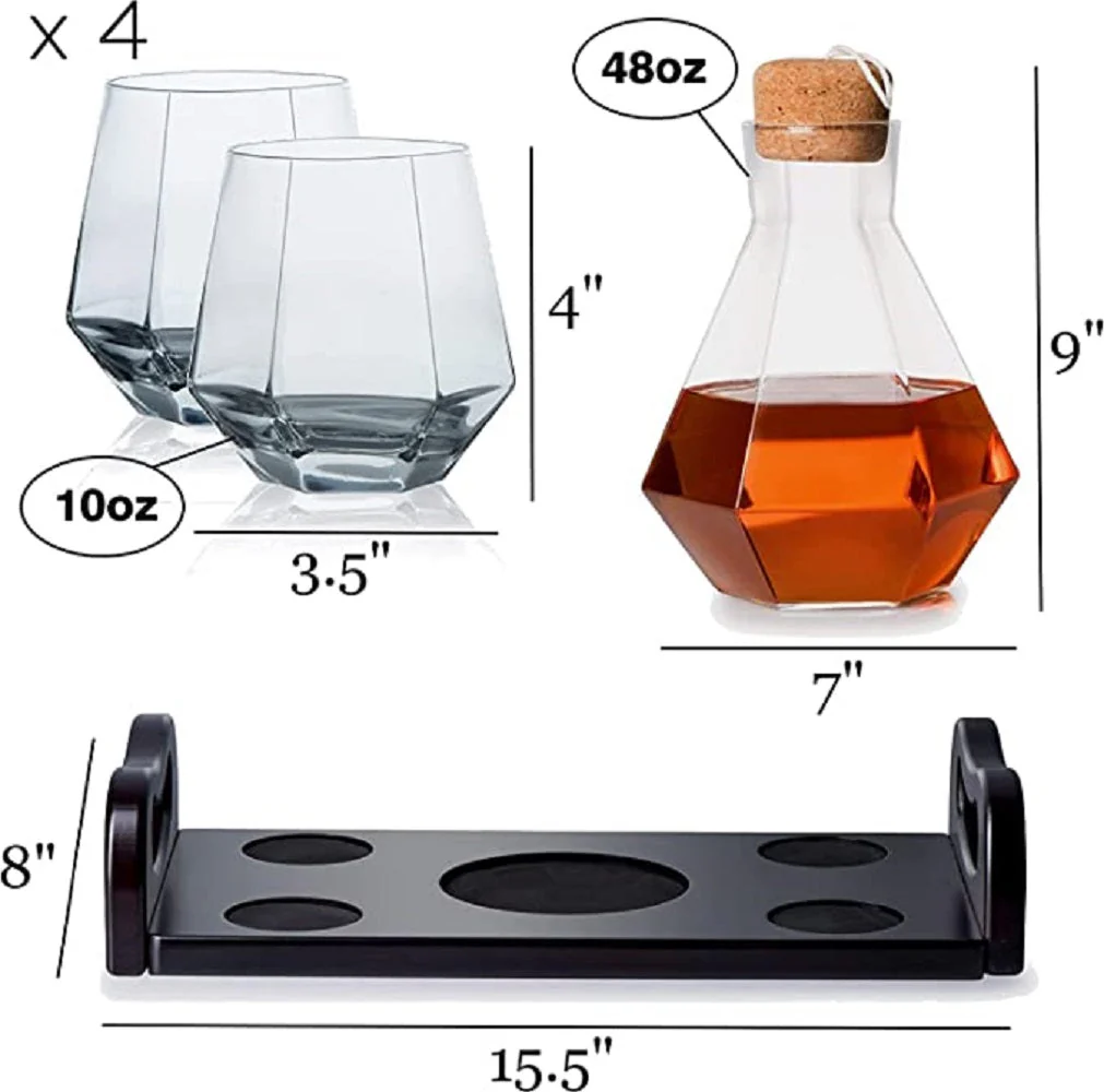 6-Piece Italian Crafted Glass Decanter and Whisky Glasses Set - Image 6