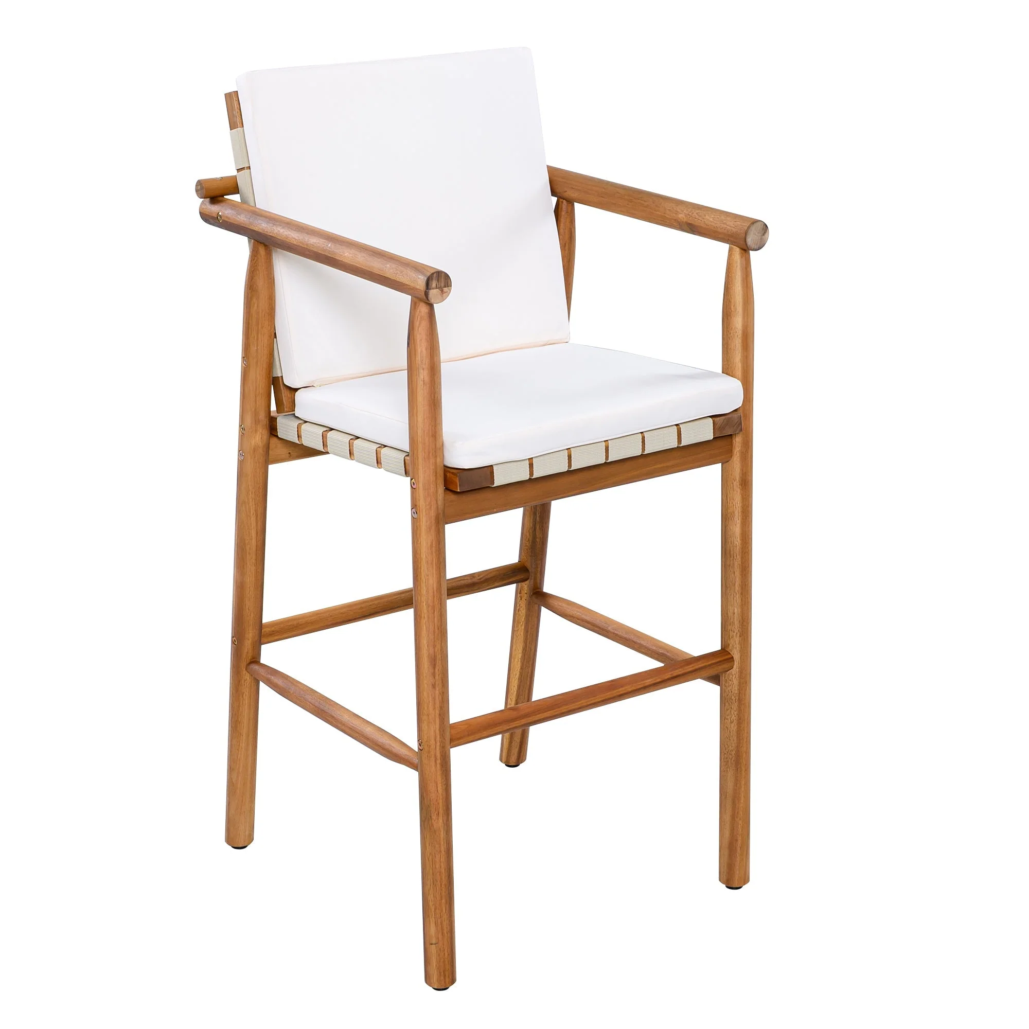 6 Piece Outdoor Bar Set with Acacia Wood Table & Cushioned Stools - Image 16