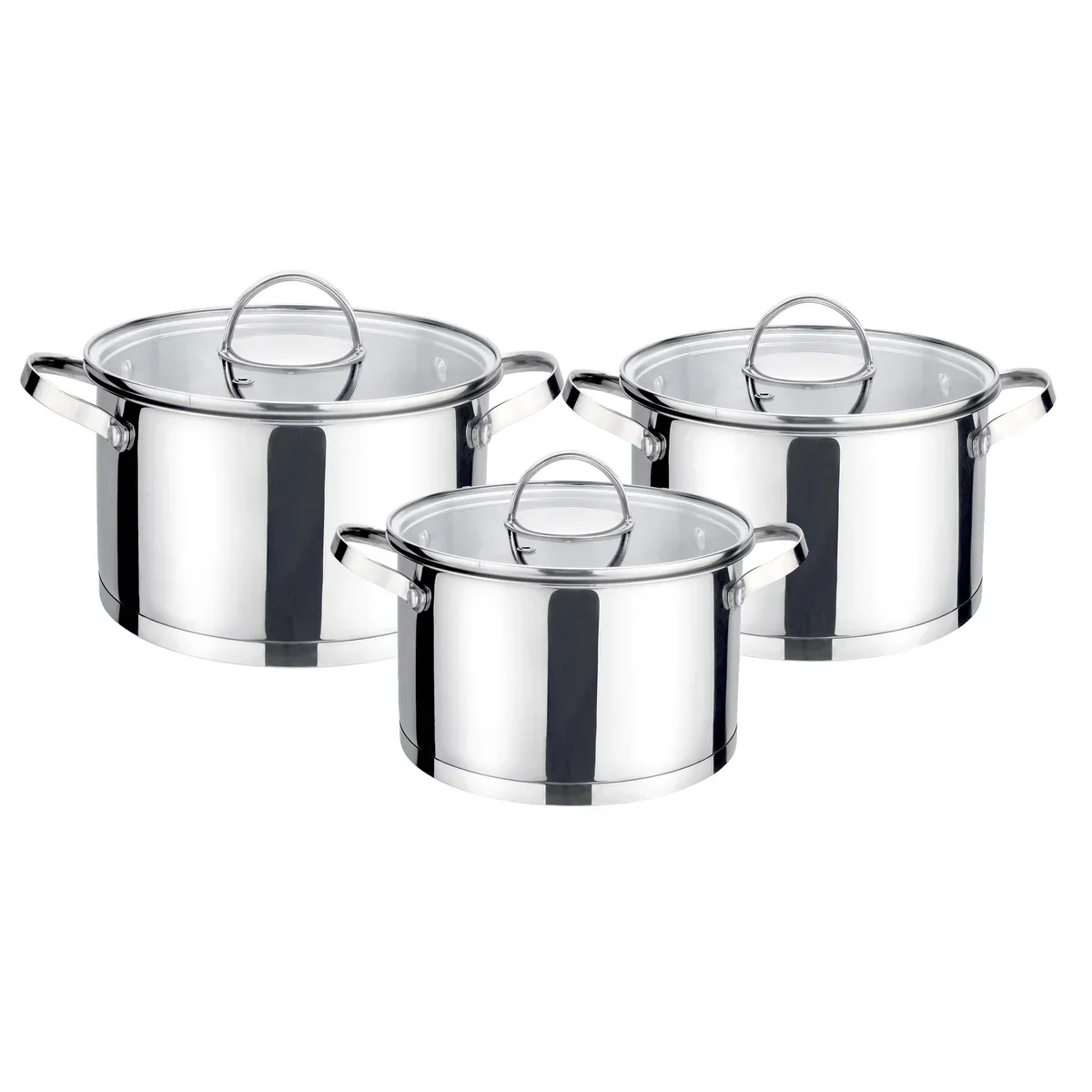 6-Piece Polished Stainless Steel Cookware Set with Lids 1.9QT, 2.7QT, 3.6QT - Image 3
