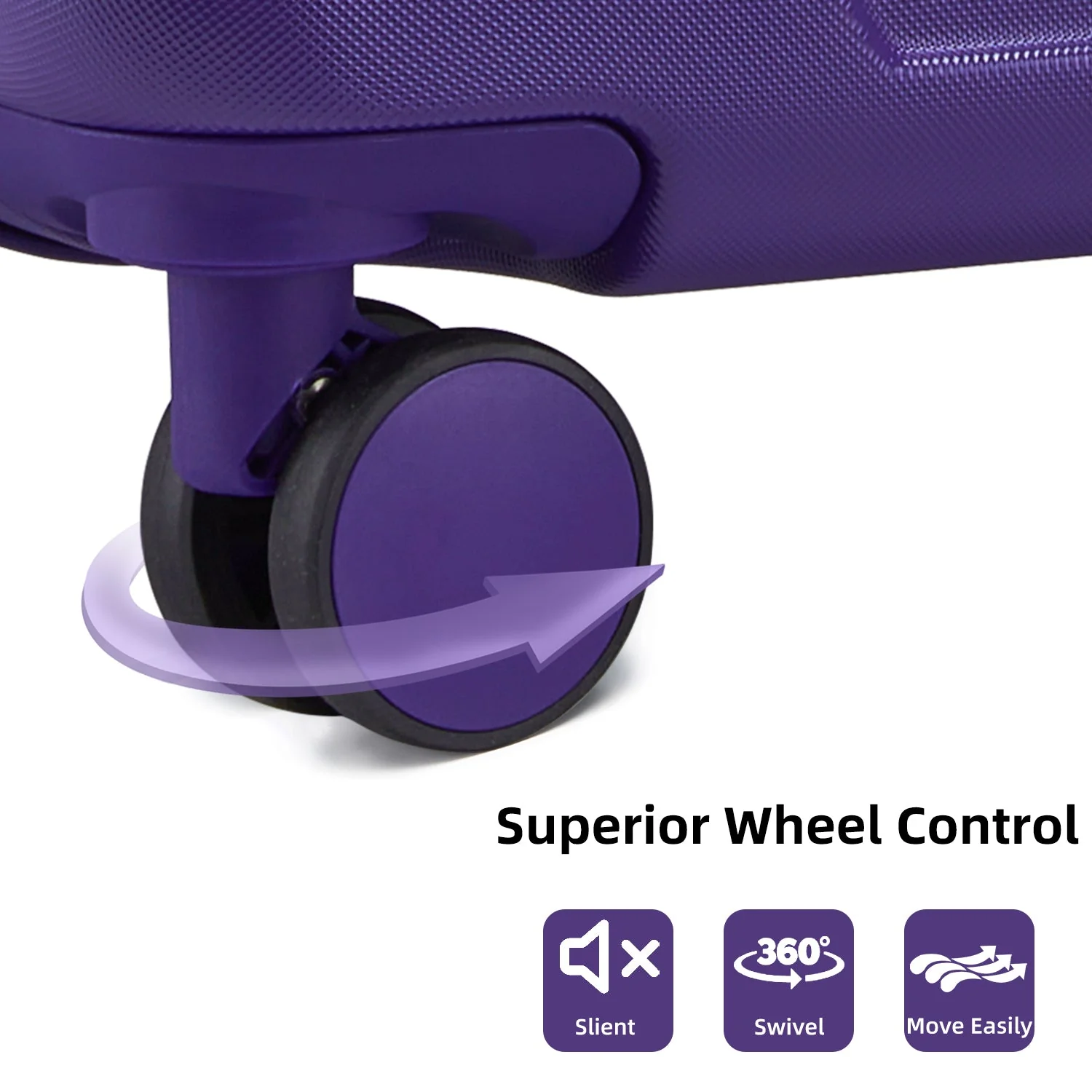 6-Piece Purple Expandable Hardshell Luggage Set with TSA Locks - Image 3