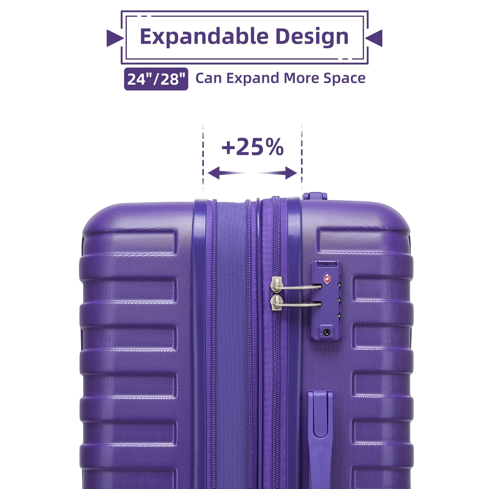 6-Piece Purple Expandable Hardshell Luggage Set with TSA Locks - Image 7