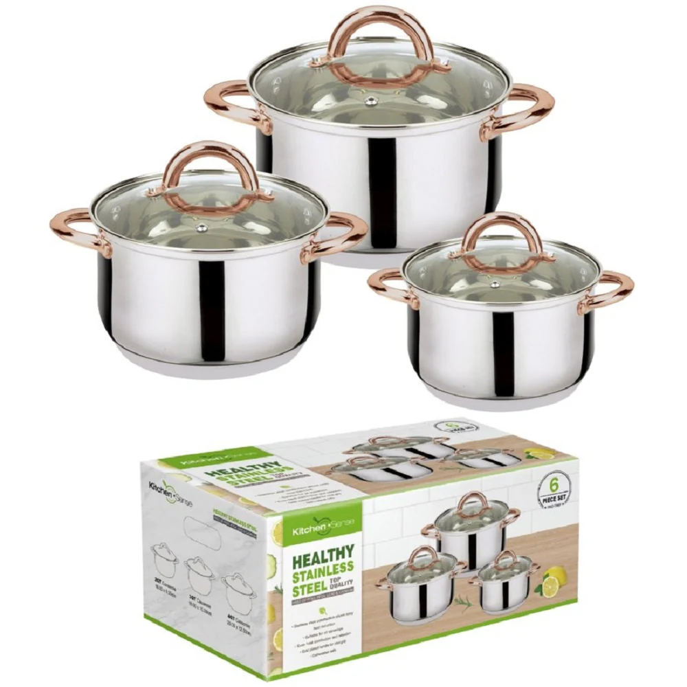 6-Piece Stainless Steel Casserole Set Pots and Lids - Image 2