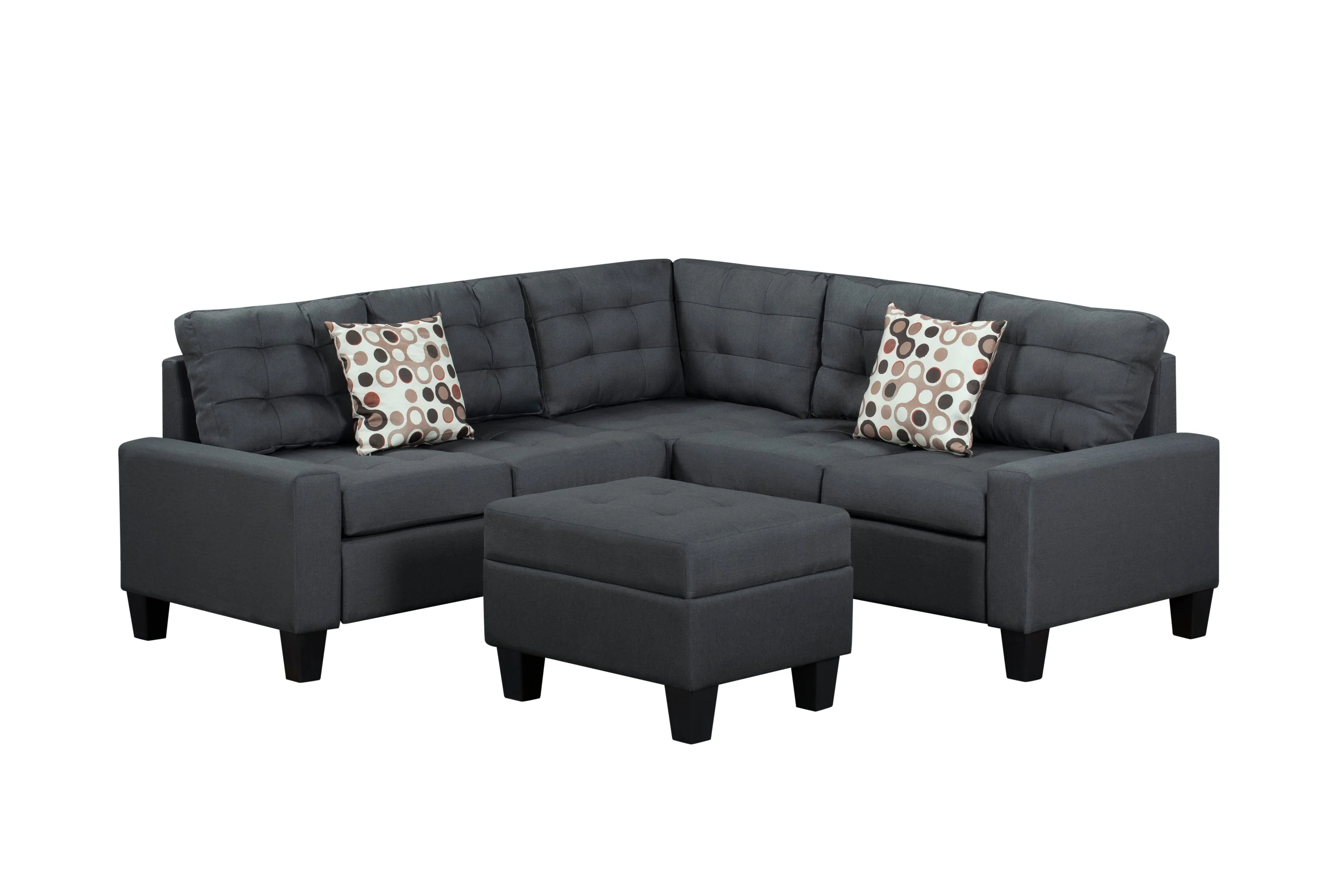 6-Piece Upholstered Sectional Sofa Grey - Image 4