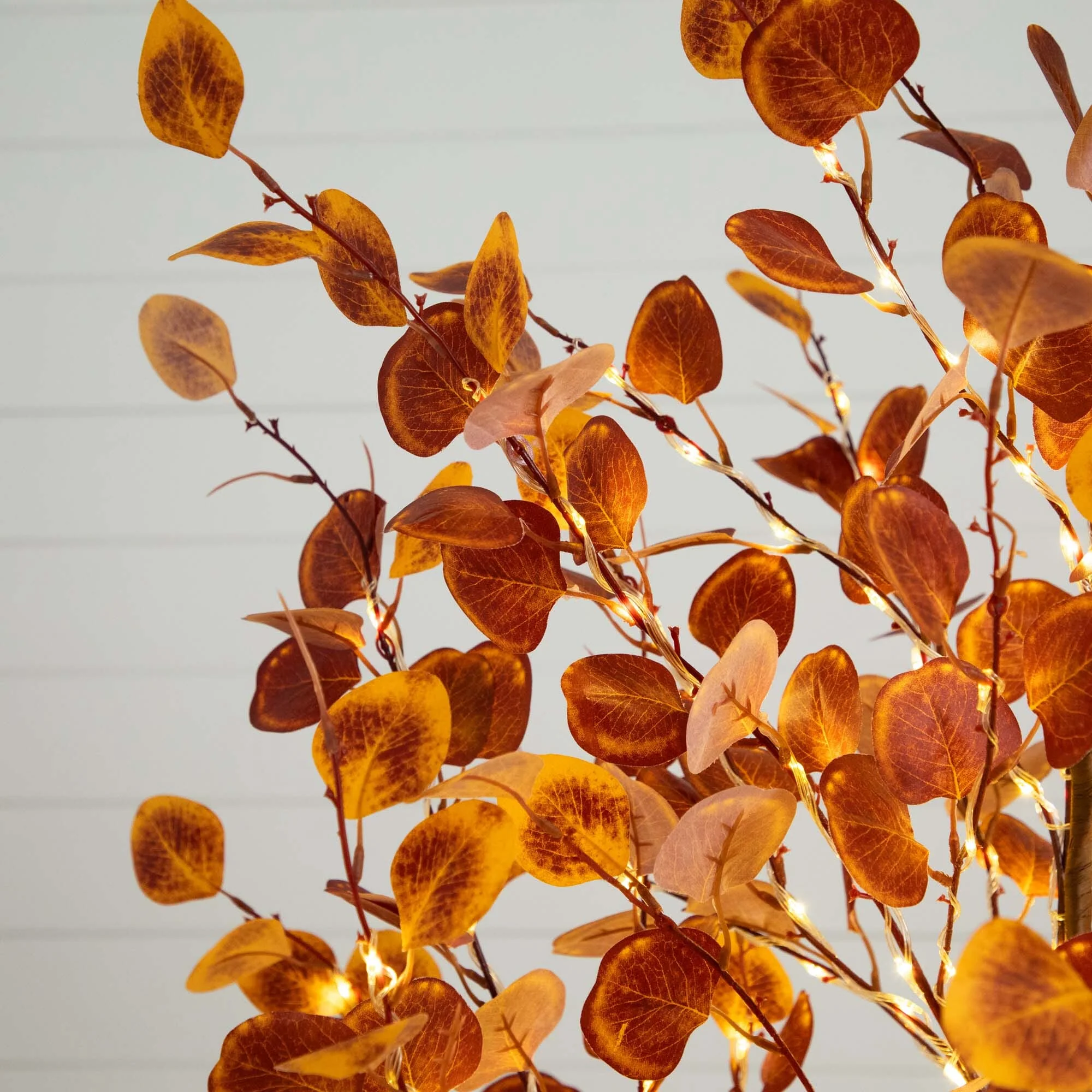 6’ Pre-Lit Autumn Eucalyptus Artificial Fall Tree with 300 Warm White LED Lights - Image 2
