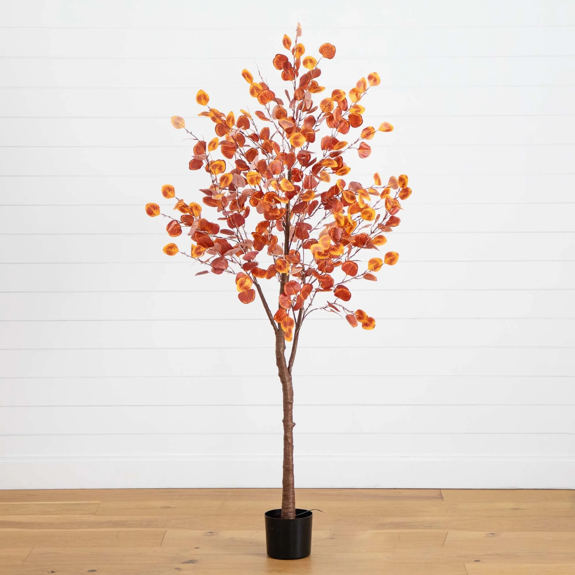 6’ Pre-Lit Autumn Eucalyptus Artificial Fall Tree with 300 Warm White LED Lights - Image 4