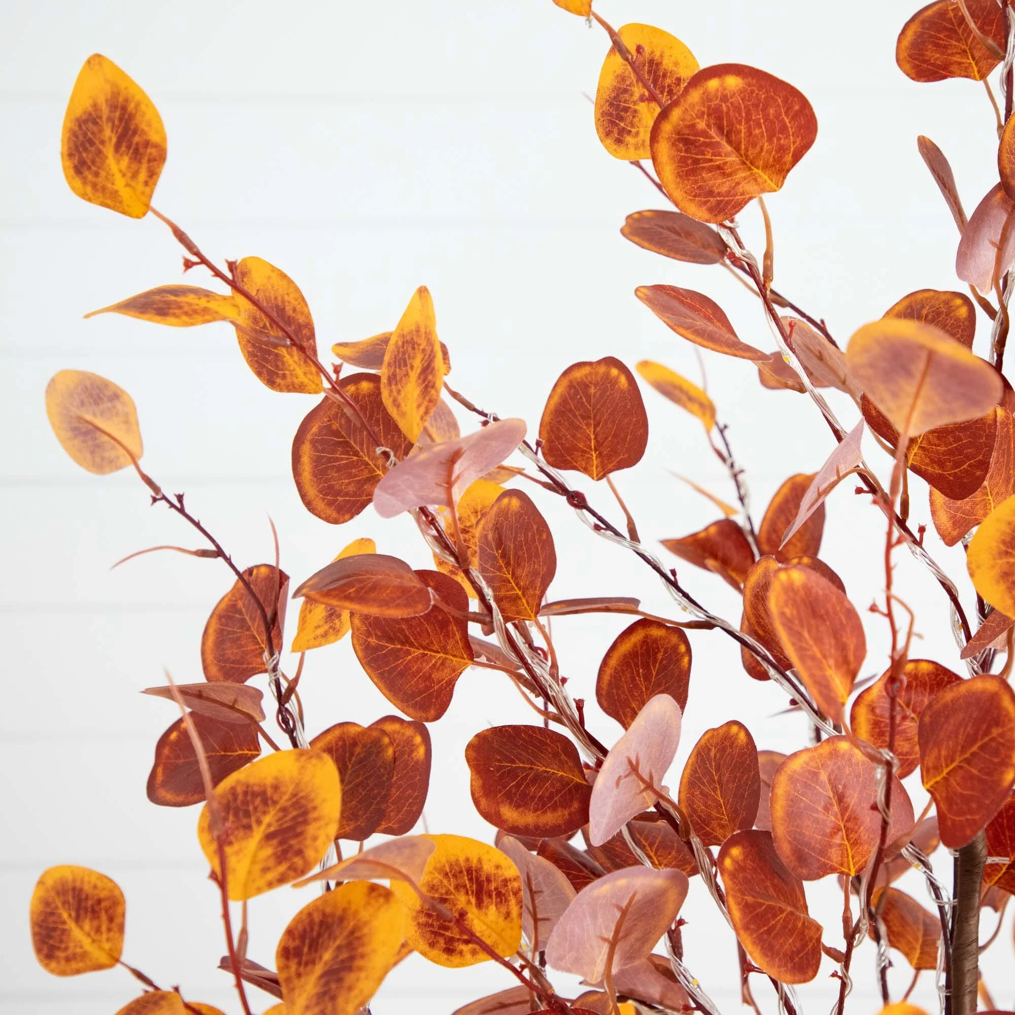 6’ Pre-Lit Autumn Eucalyptus Artificial Fall Tree with 300 Warm White LED Lights - Image 5
