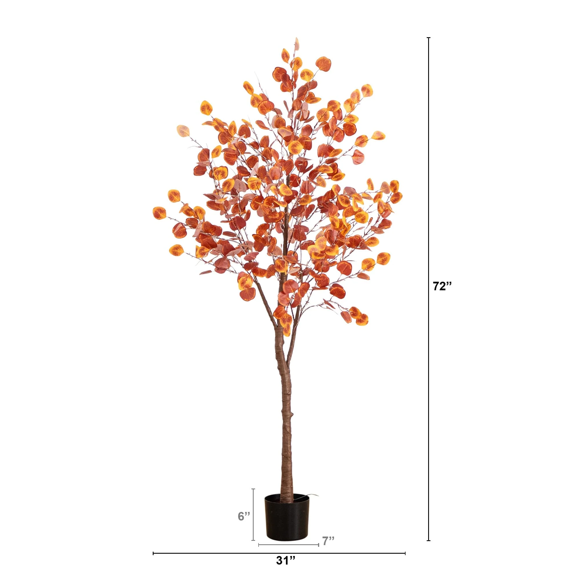 6’ Pre-Lit Autumn Eucalyptus Artificial Fall Tree with 300 Warm White LED Lights - Image 7