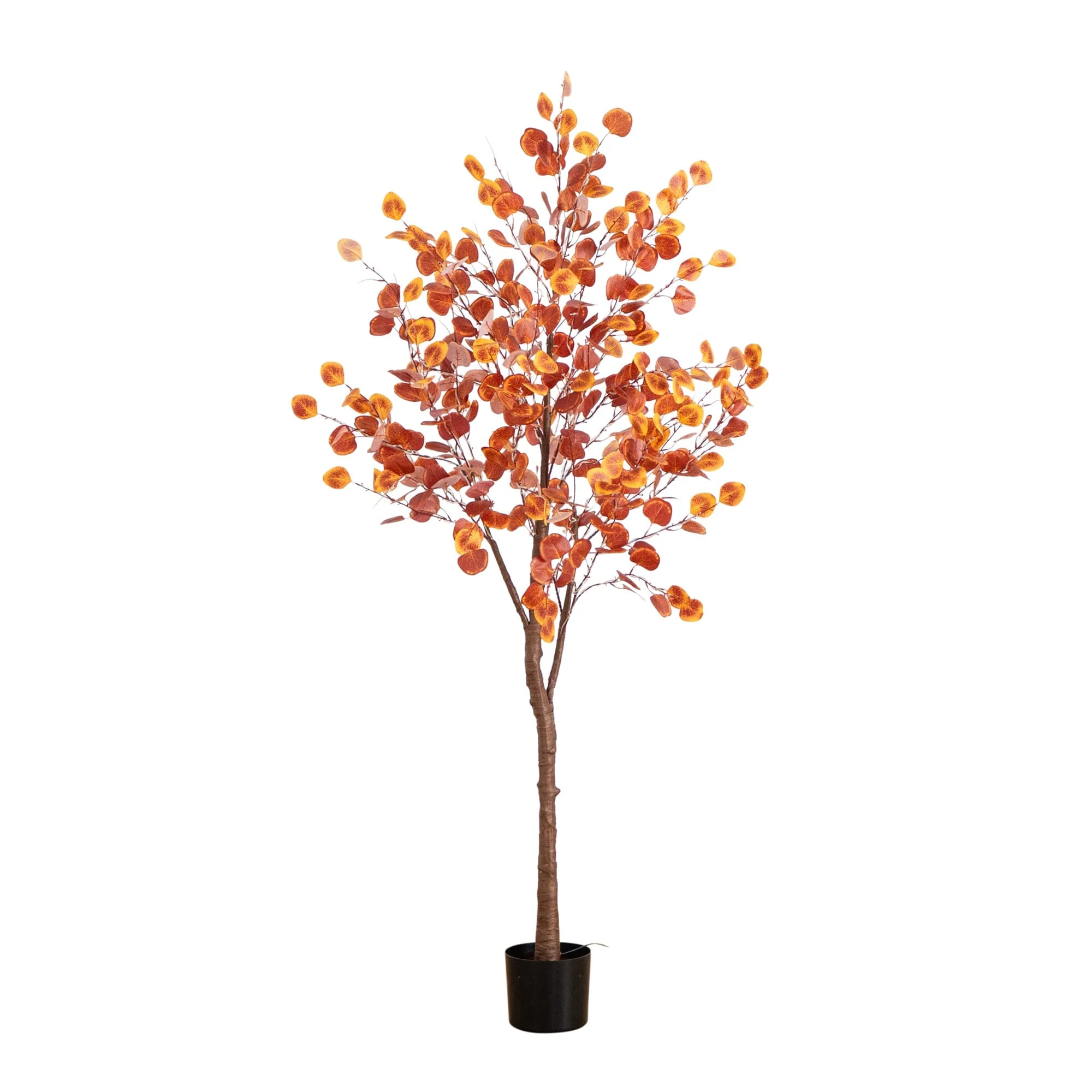6’ Pre-Lit Autumn Eucalyptus Artificial Fall Tree with 300 Warm White LED Lights - Image 8