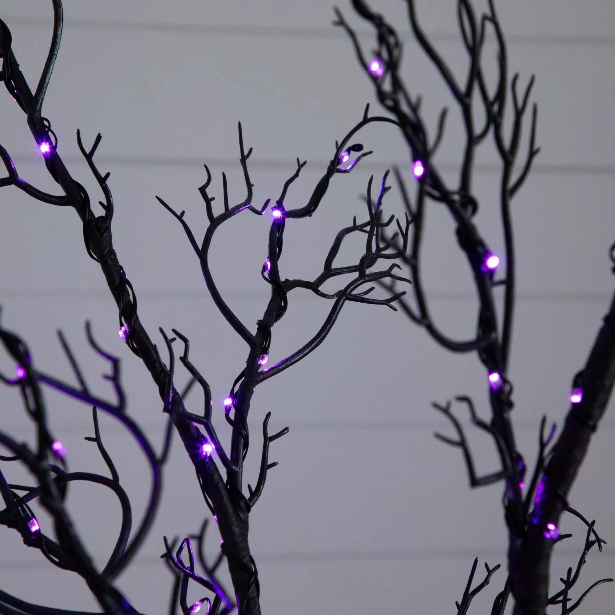 6’ Pre-Lit Halloween Minimalist Twig Artificial Fall Tree with 320 Orange & Purple LED Lights - Image 2