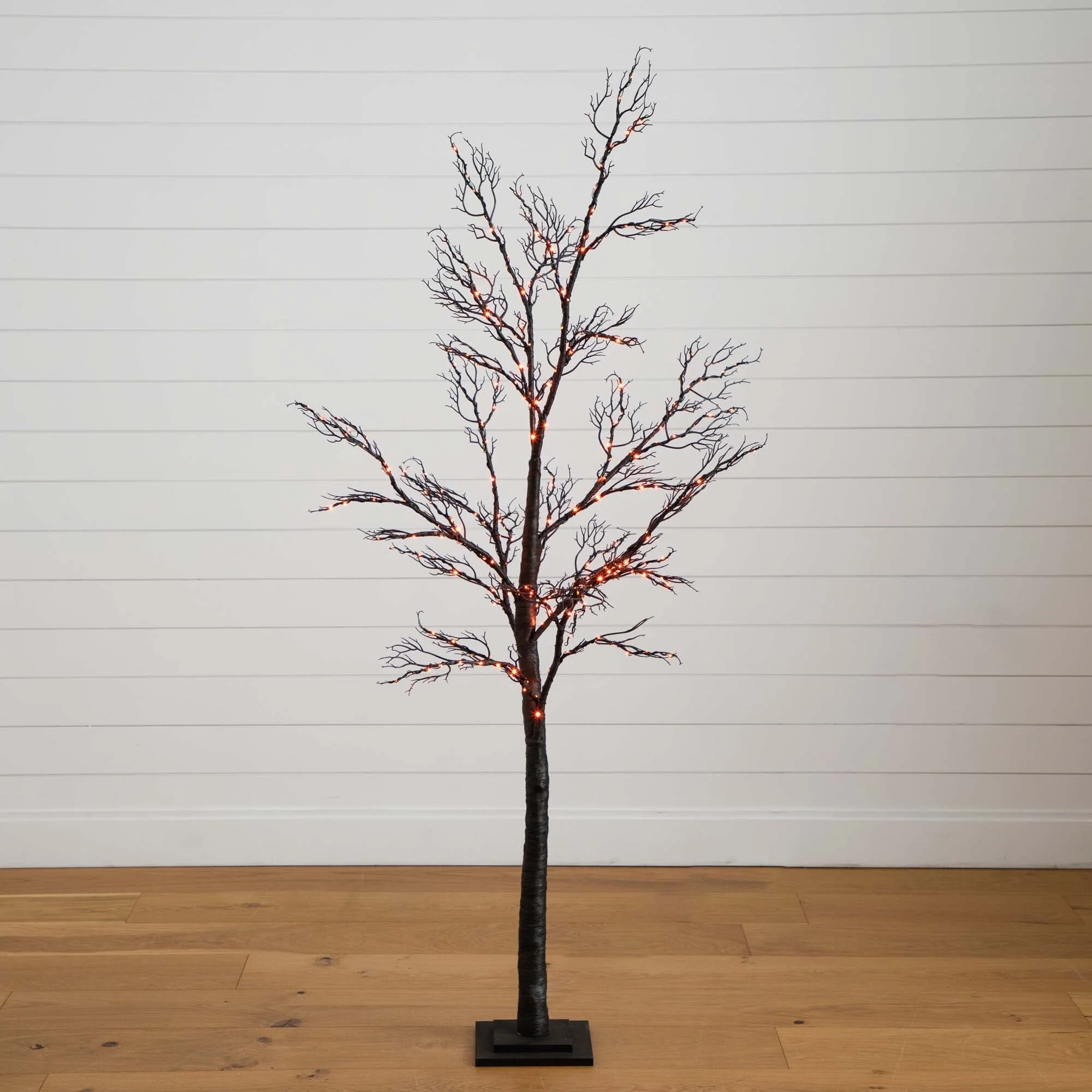 6’ Pre-Lit Halloween Minimalist Twig Artificial Fall Tree with 320 Orange & Purple LED Lights - Image 4