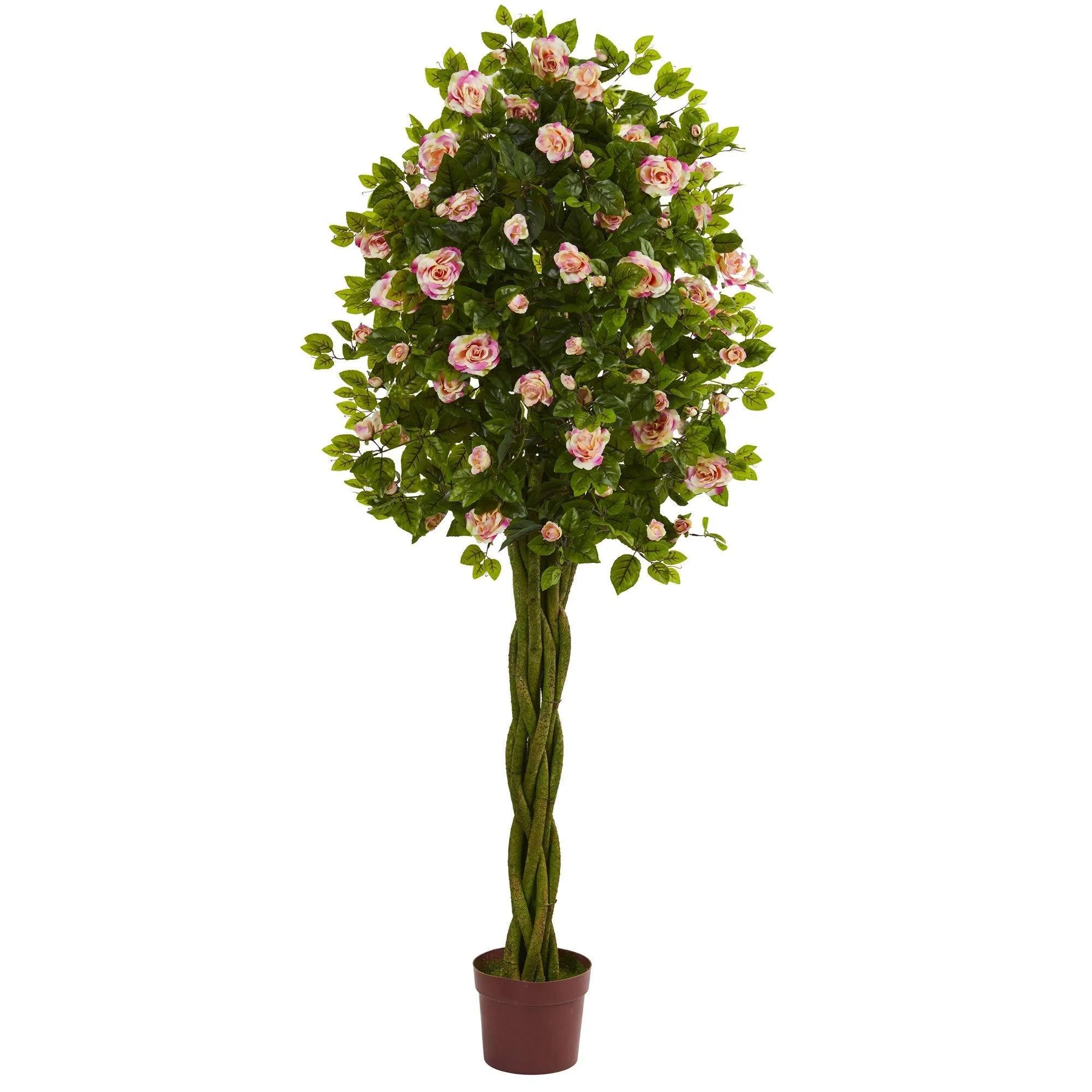 6’ Rose Artificial Tree with Woven Trunk - Image 4