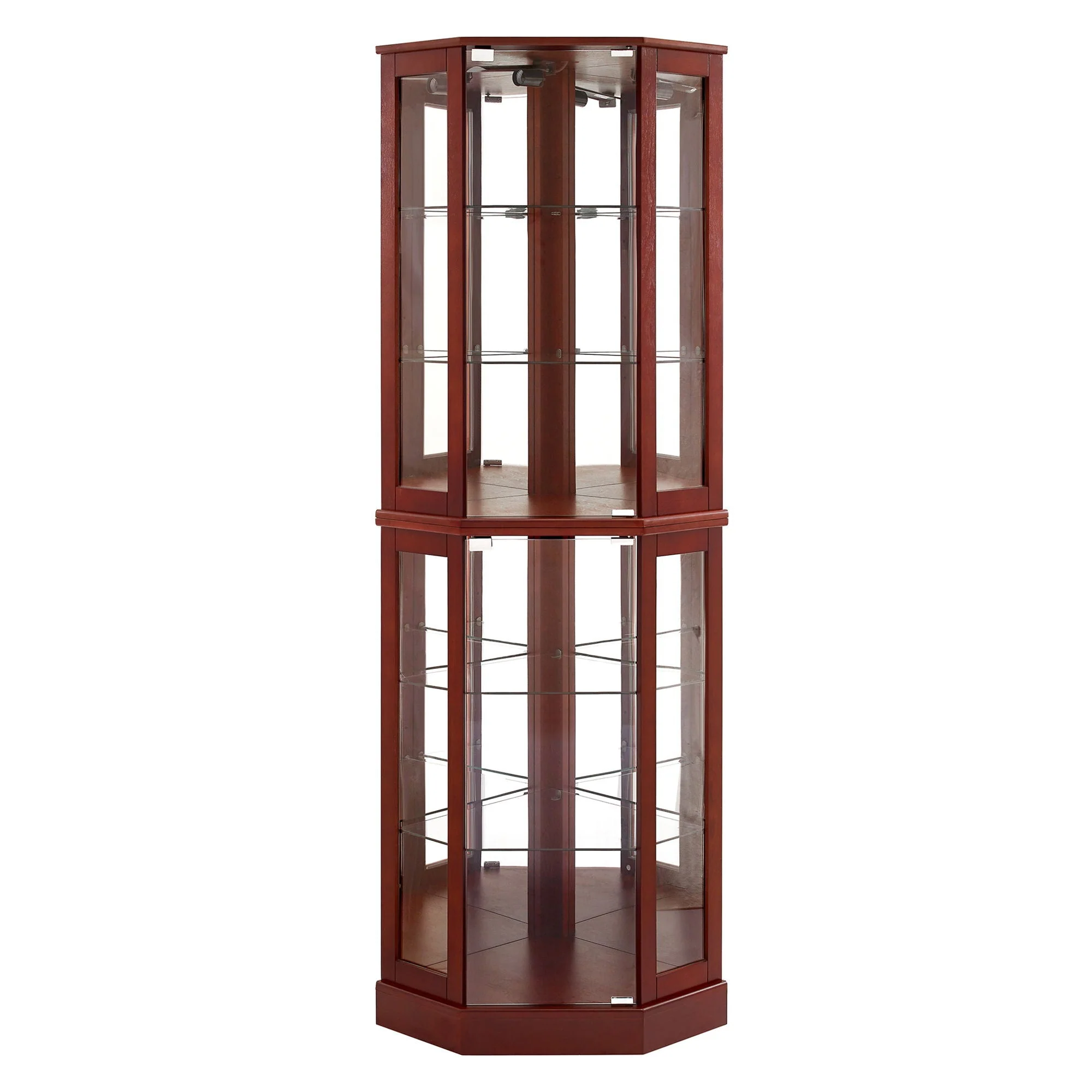 6 Shelf Corner Curio Display Cabinet With Lights, Mirrors And Adjustable Shelves (E26 Light Bulb Not Included) - Image 3
