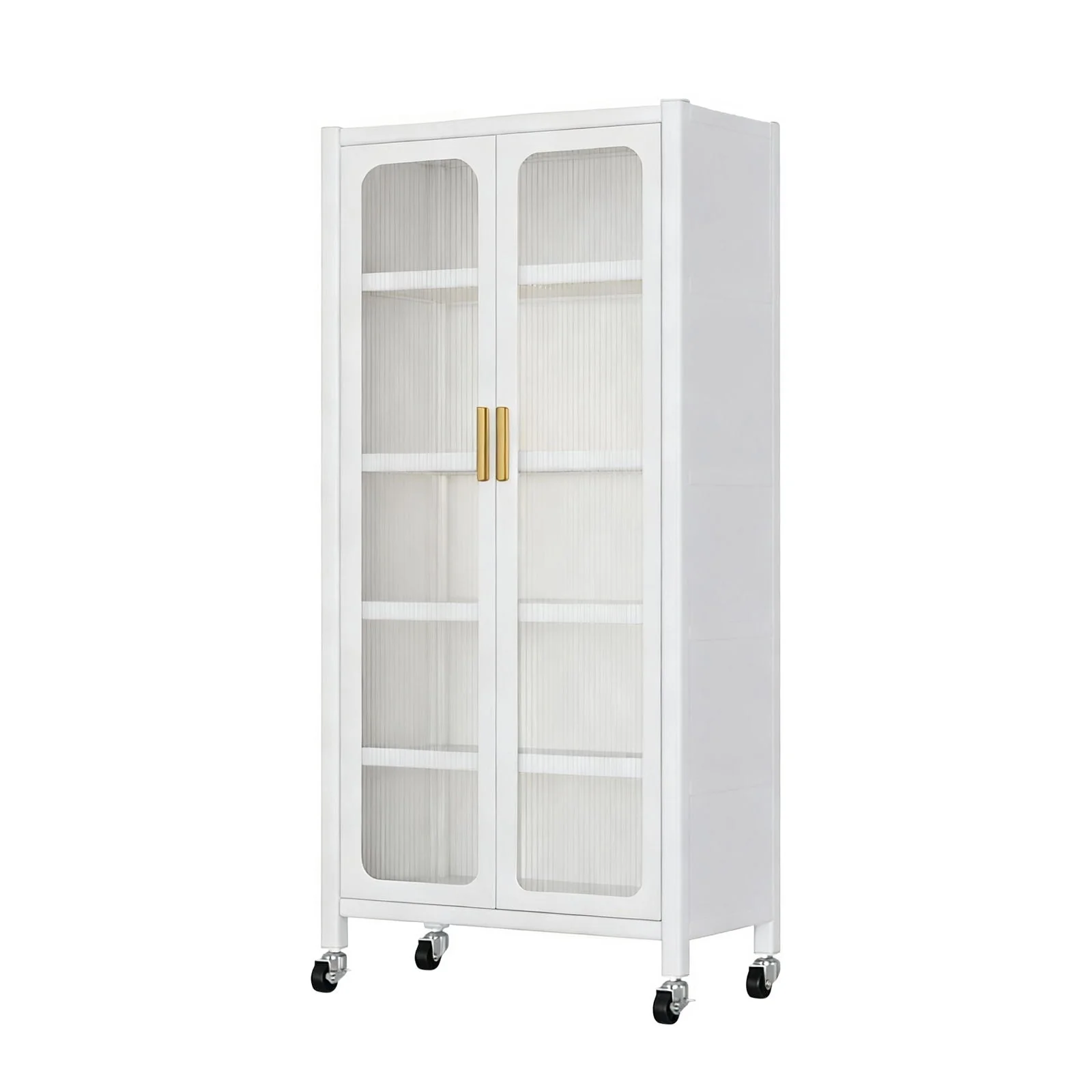 6 Tier Storage Cabinet With Transparent Door, Adjustable Shelves & Wheels - Image 2