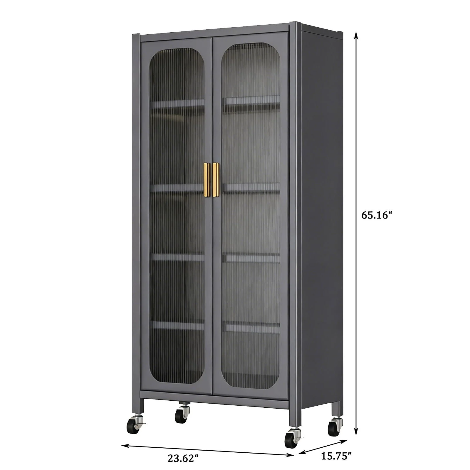 6 Tier Storage Cabinet With Transparent Door, Adjustable Shelves & Wheels - Image 3