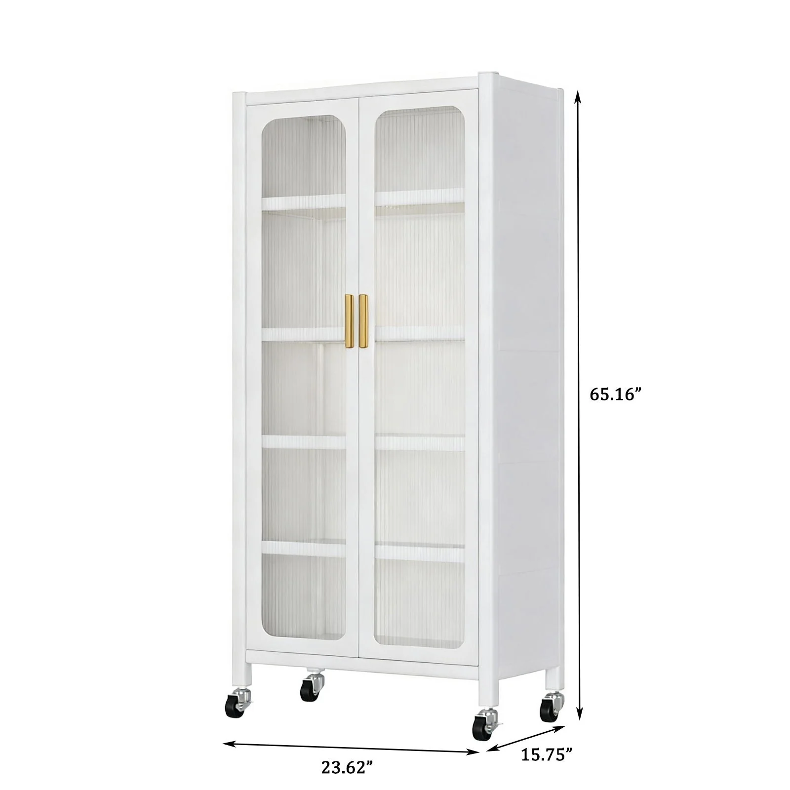 6 Tier Storage Cabinet With Transparent Door, Adjustable Shelves & Wheels - Image 8