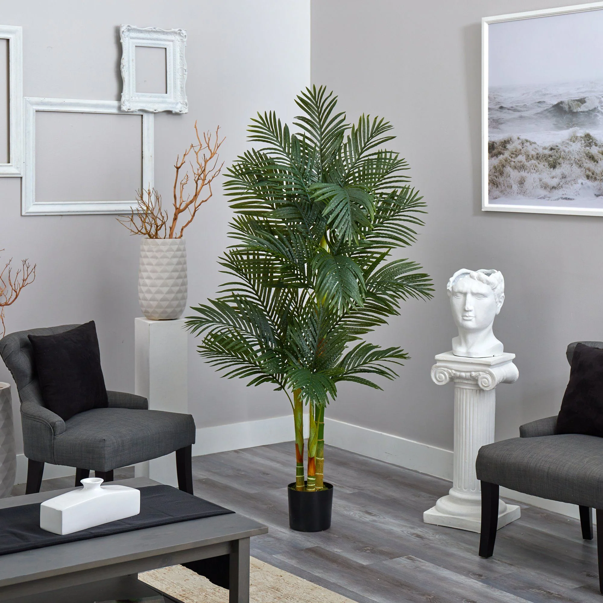 6’ Triple Stalk Golden Cane Artificial Palm Tree - Image 3
