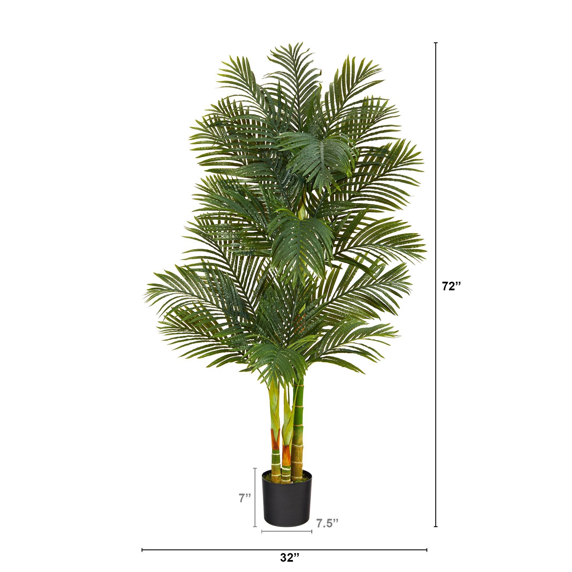 6’ Triple Stalk Golden Cane Artificial Palm Tree - Image 4