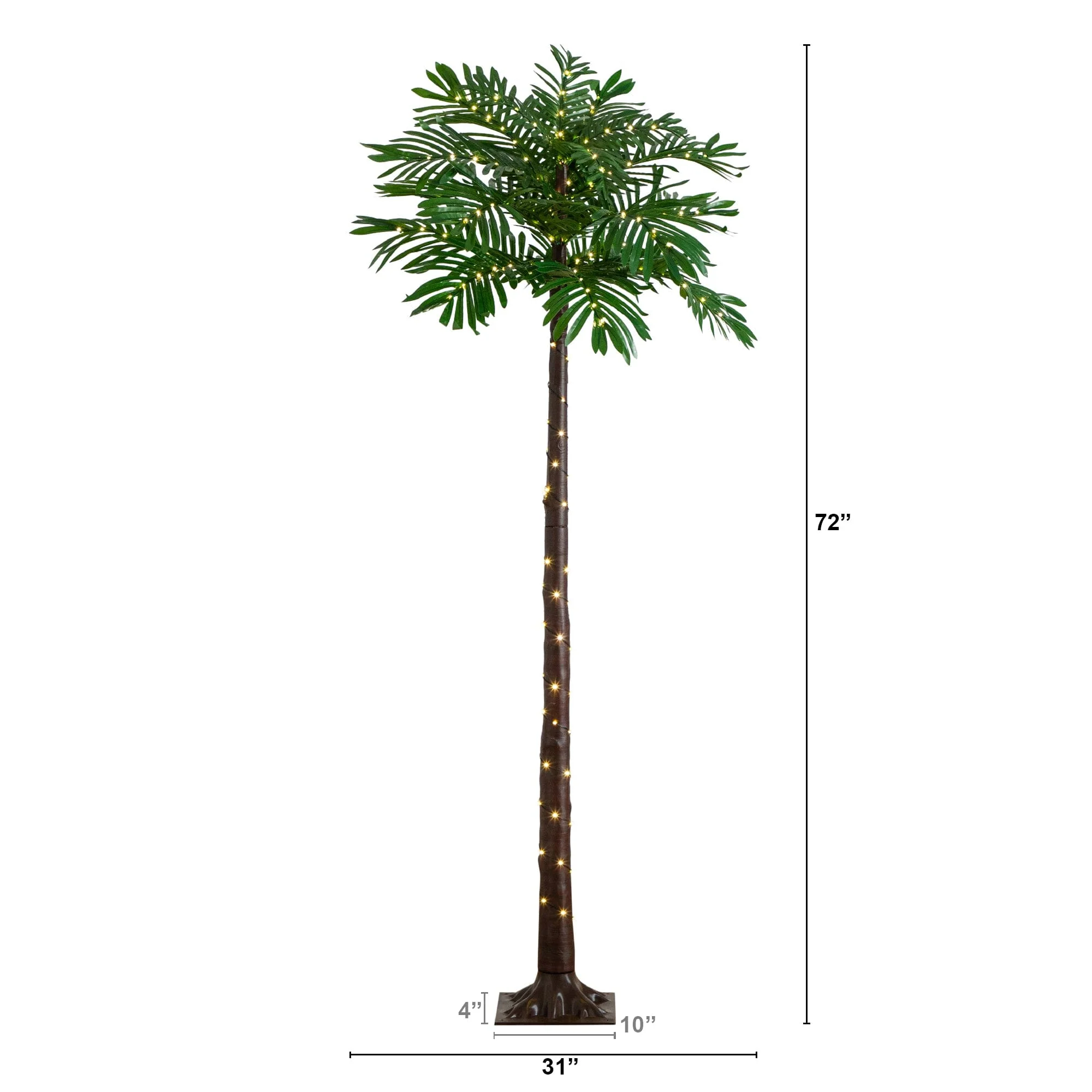 6’ UV Resistant Lighted Artificial Palm Tree with 206 Warm White LED Lights (Indoor/Outdoor) - Image 9