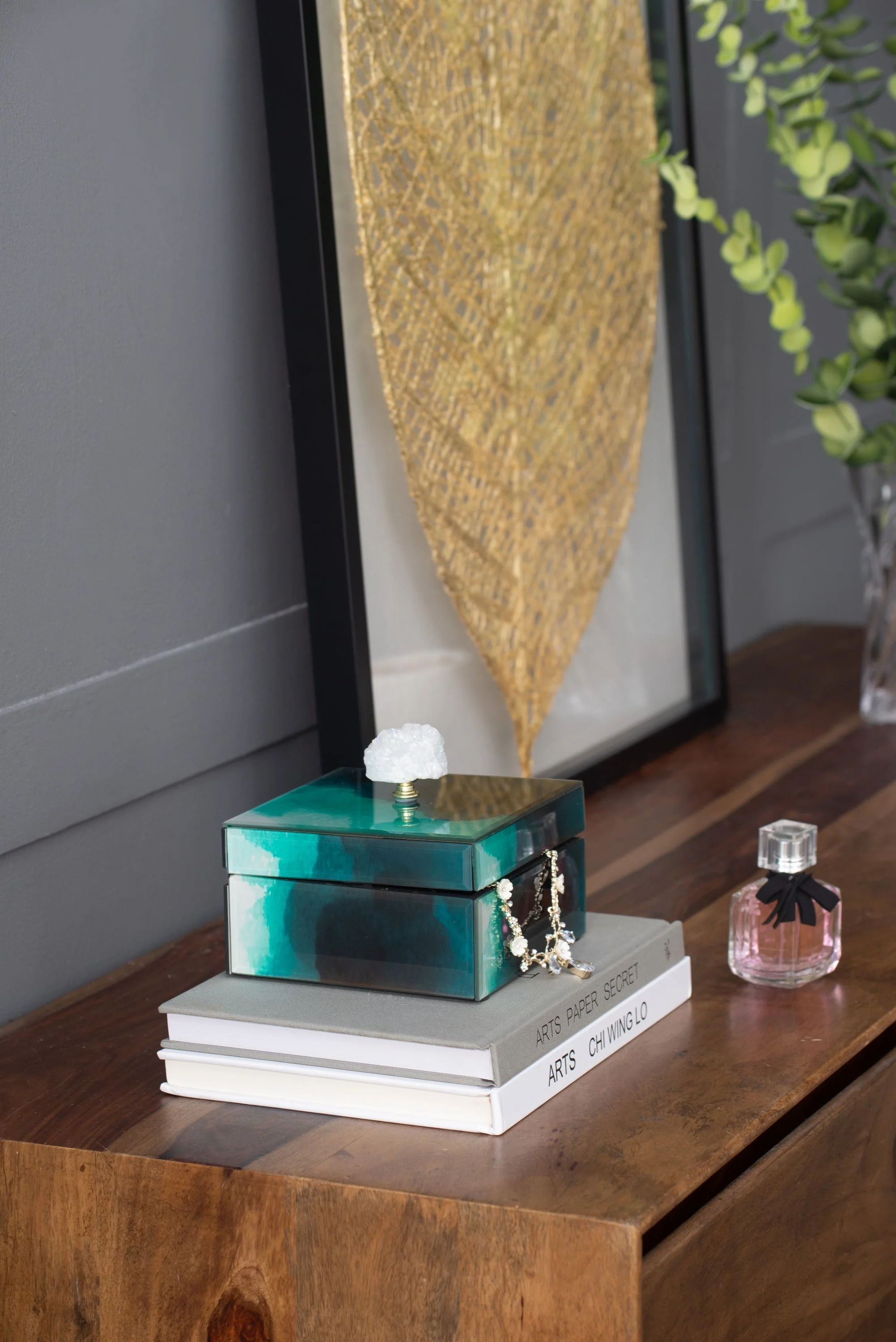 6' x 6' x 5' Bethany Aqua Jewelry Box, Stackable Decorative Storage Boxes With Lids - Image 11