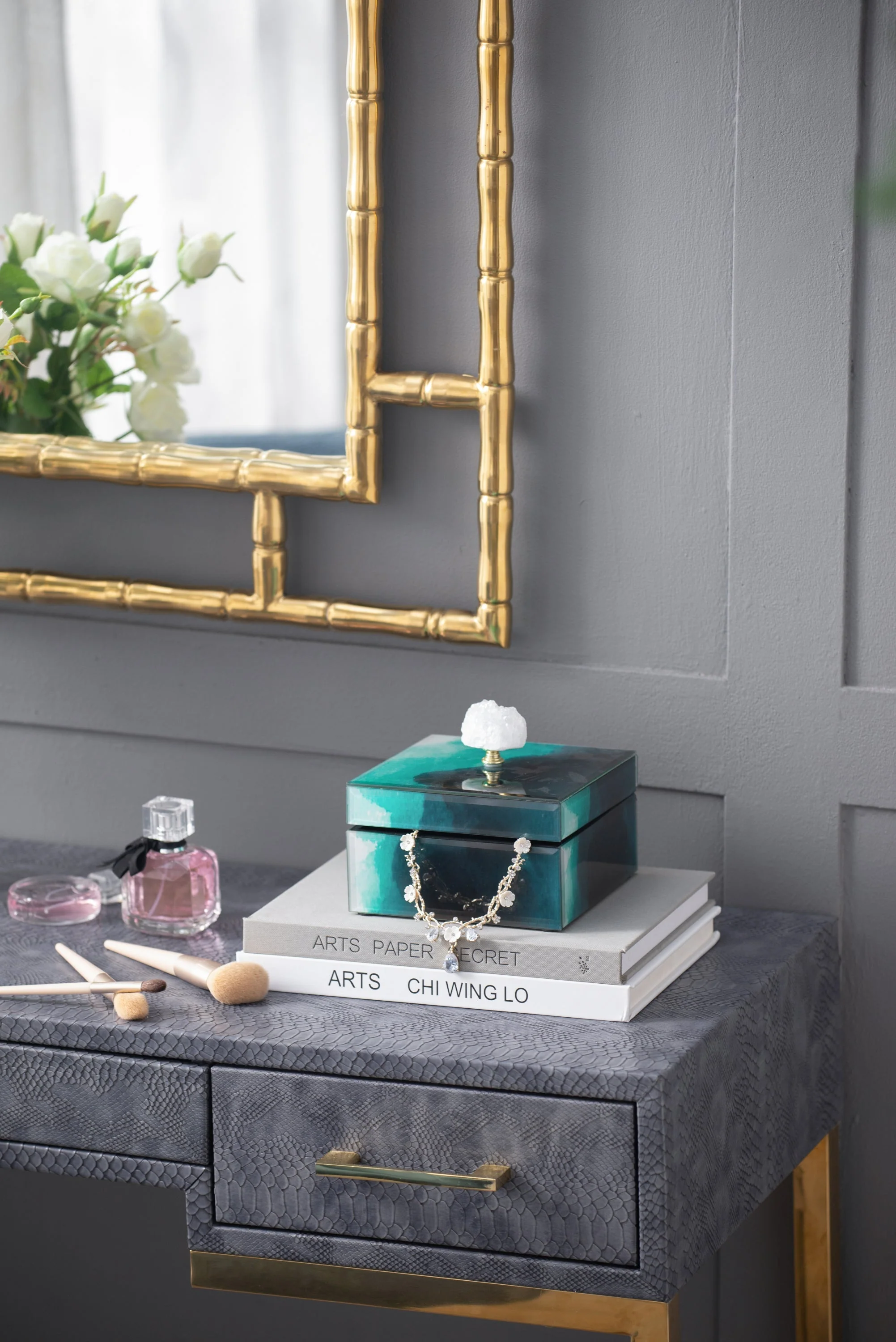6' x 6' x 5' Bethany Aqua Jewelry Box, Stackable Decorative Storage Boxes With Lids - Image 5