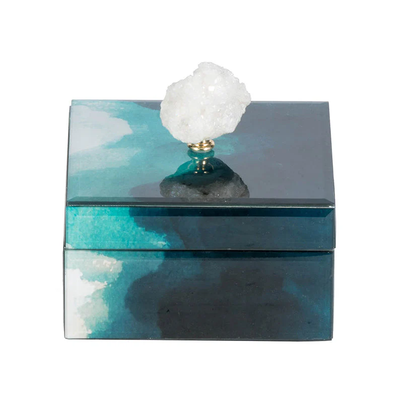 6' x 6' x 5' Bethany Aqua Jewelry Box, Stackable Decorative Storage Boxes With Lids - Image 9