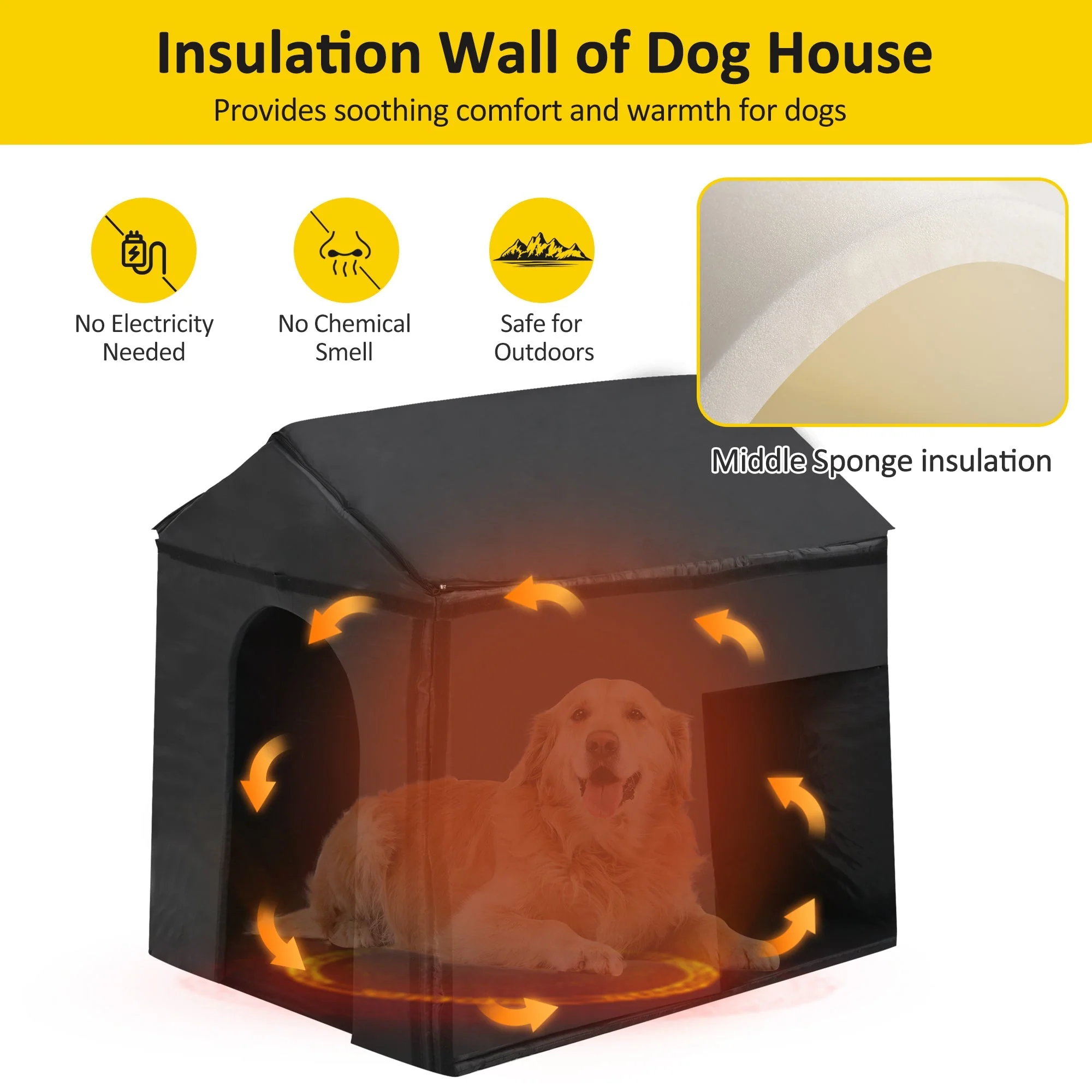 60.2' Large Outdoor Dog House with Insulated Liner for Winter Waterproof Dog Kennel - Image 4