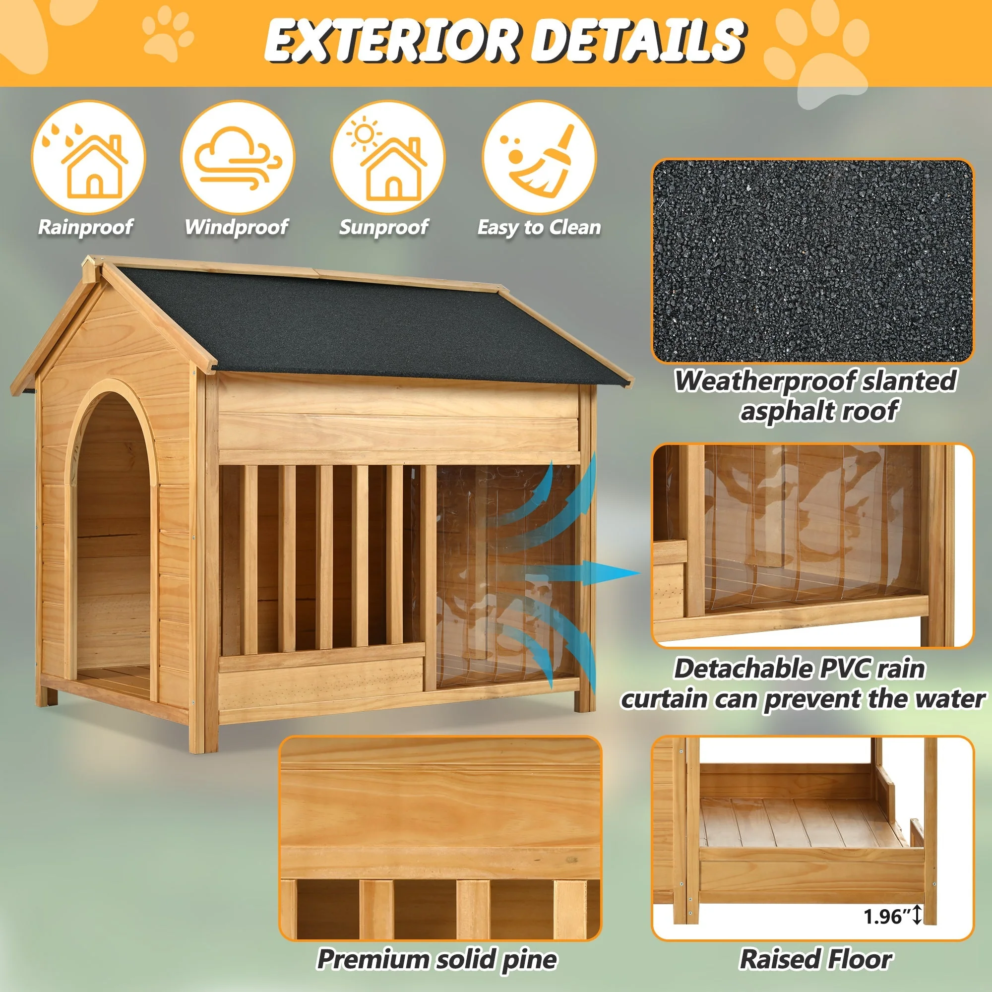 60.2' Large Outdoor Dog House with Insulated Liner for Winter Waterproof Dog Kennel - Image 5