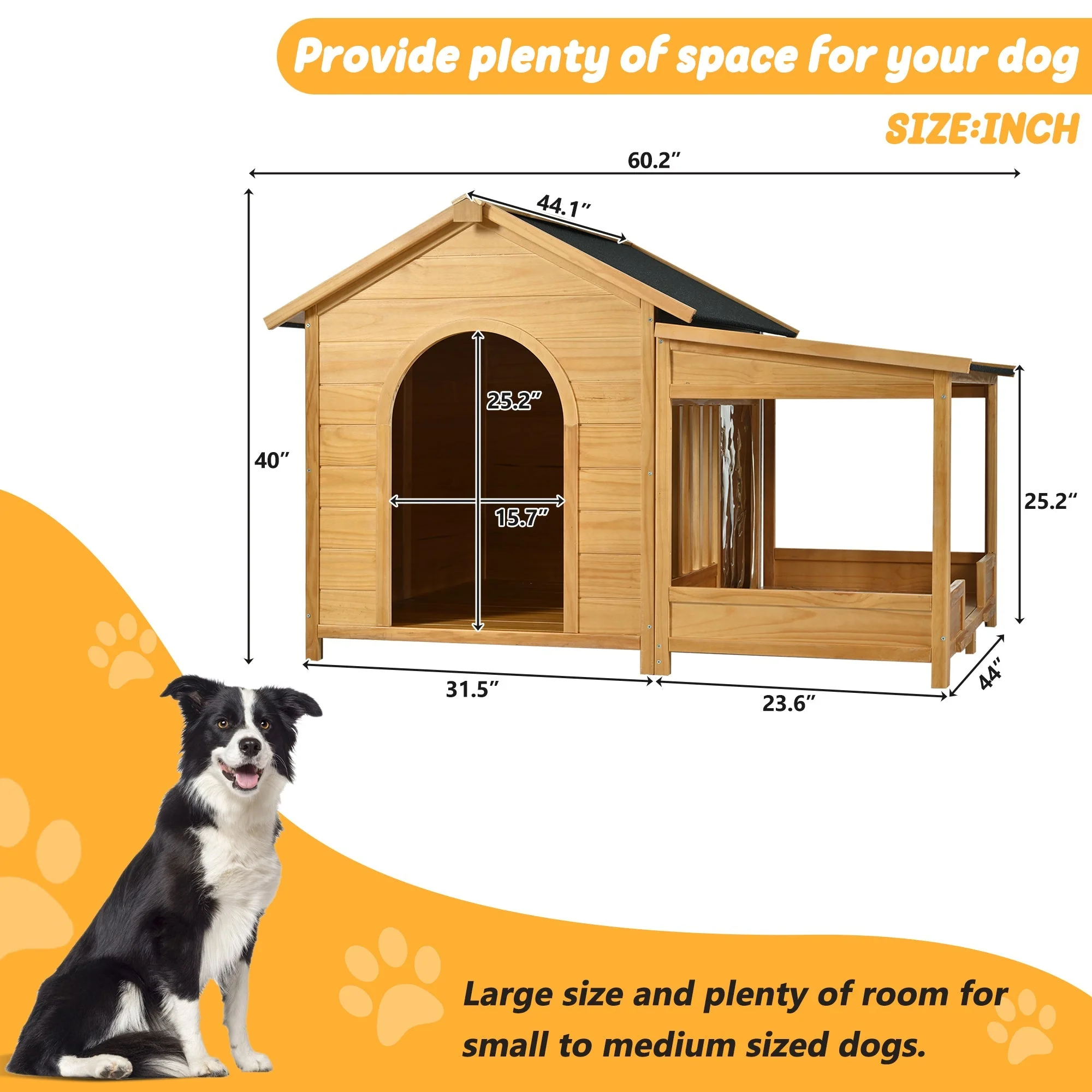60.2' Large Outdoor Dog House with Insulated Liner for Winter Waterproof Dog Kennel - Image 7
