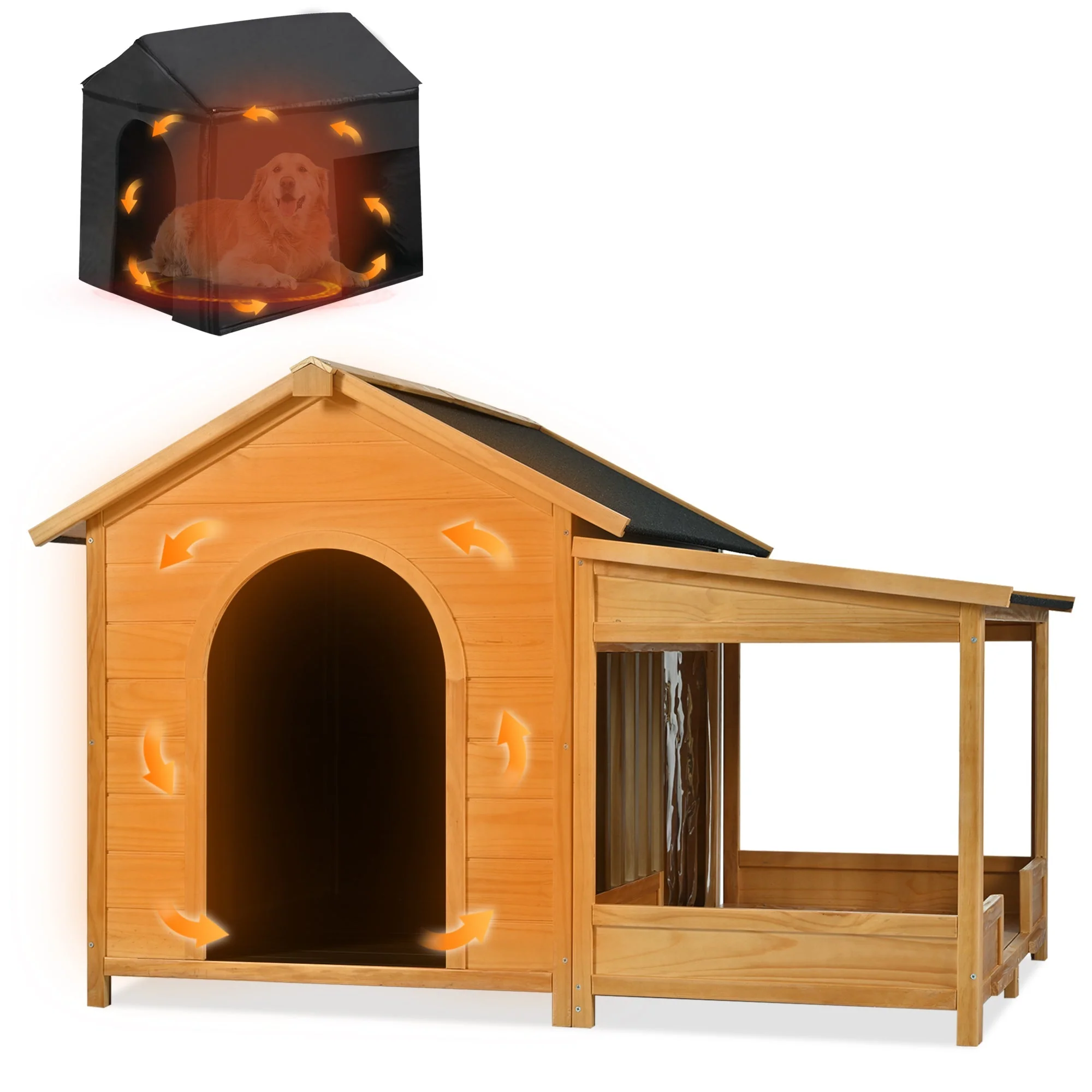 60.2' Large Outdoor Dog House with Insulated Liner for Winter Waterproof Dog Kennel - Image 8