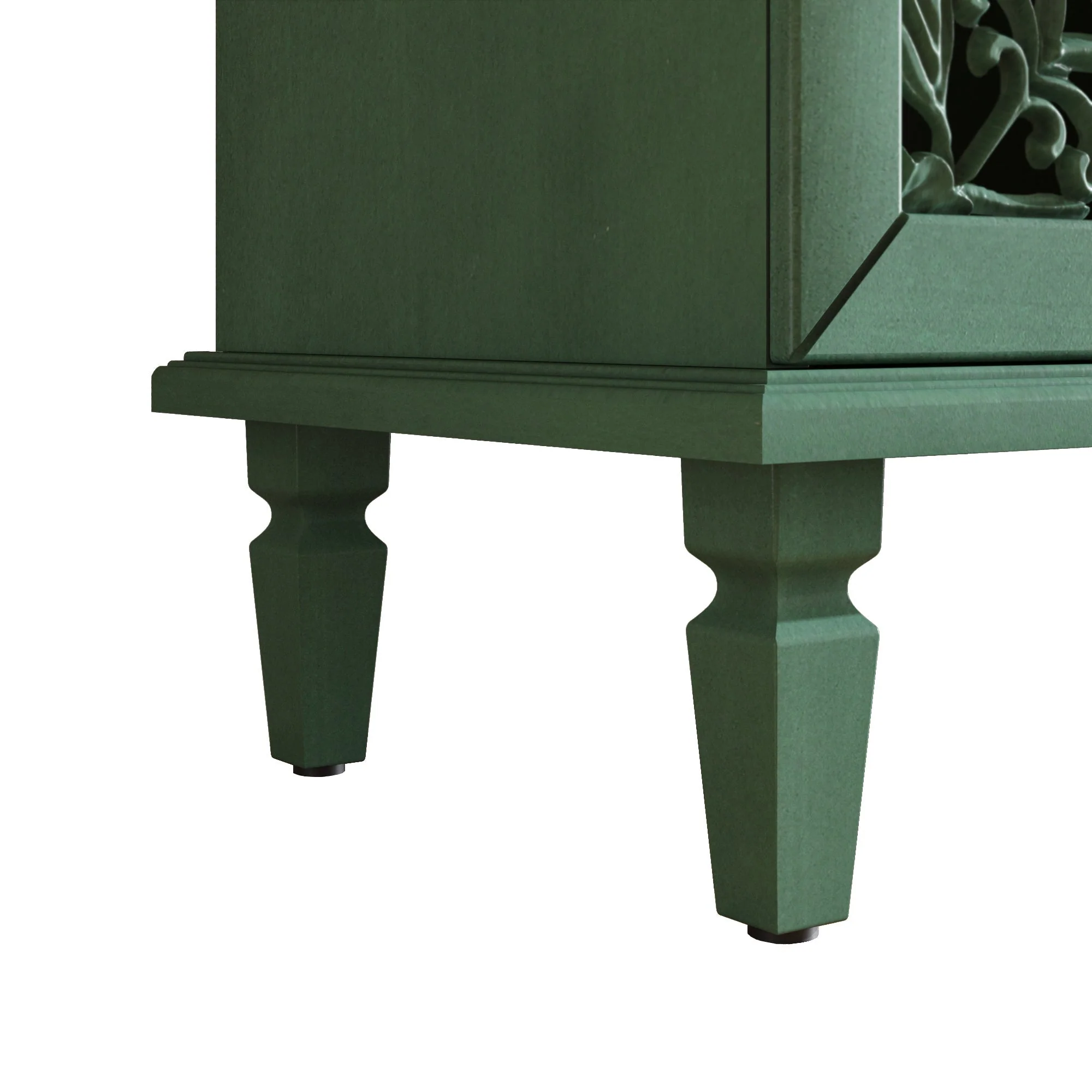 60' Antique Buffet Cabinet with Floral Carvings - Image 16