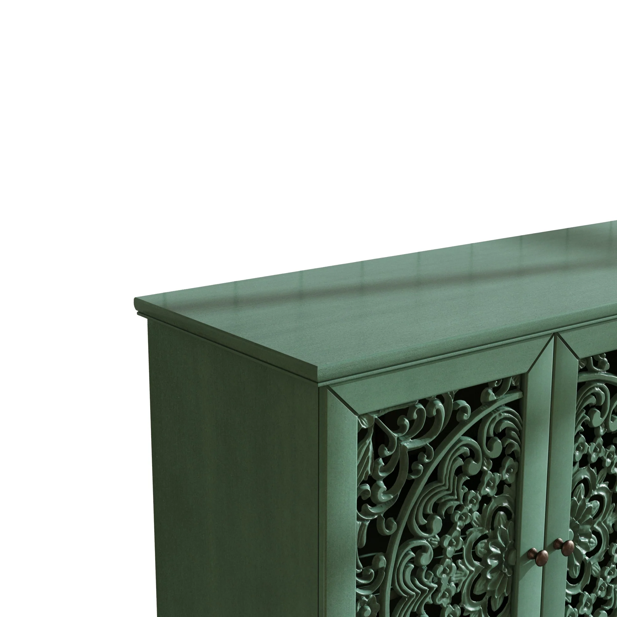 60' Antique Buffet Cabinet with Floral Carvings - Image 18