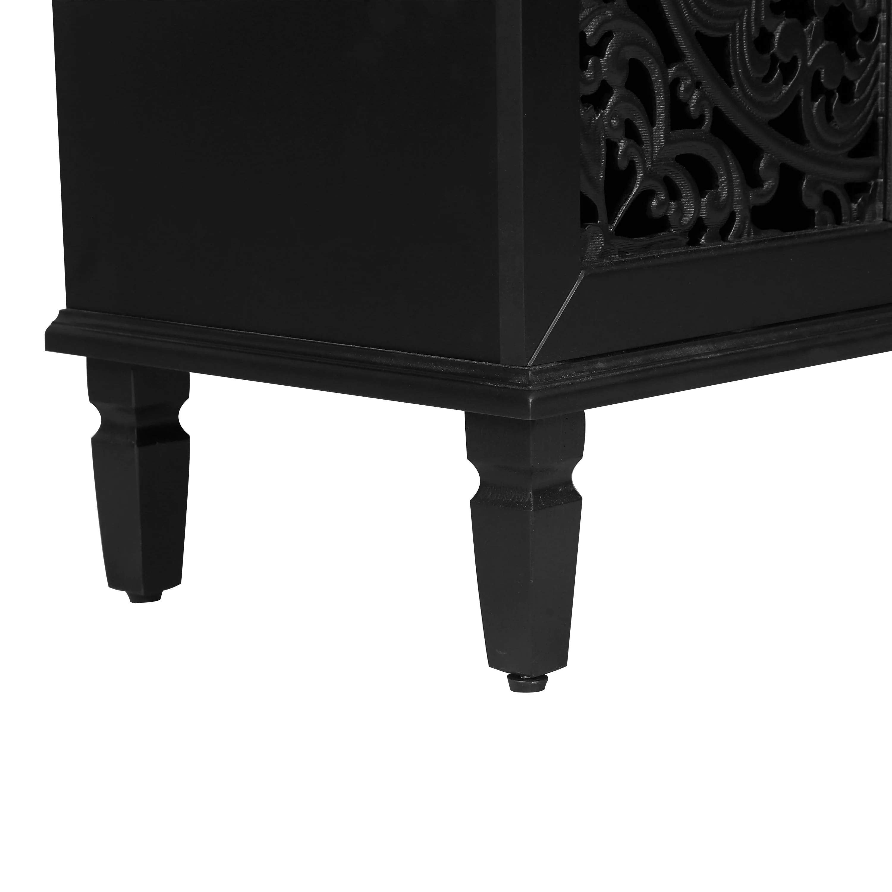 60" Antique Buffet Cabinet with Floral Carvings - Image 19