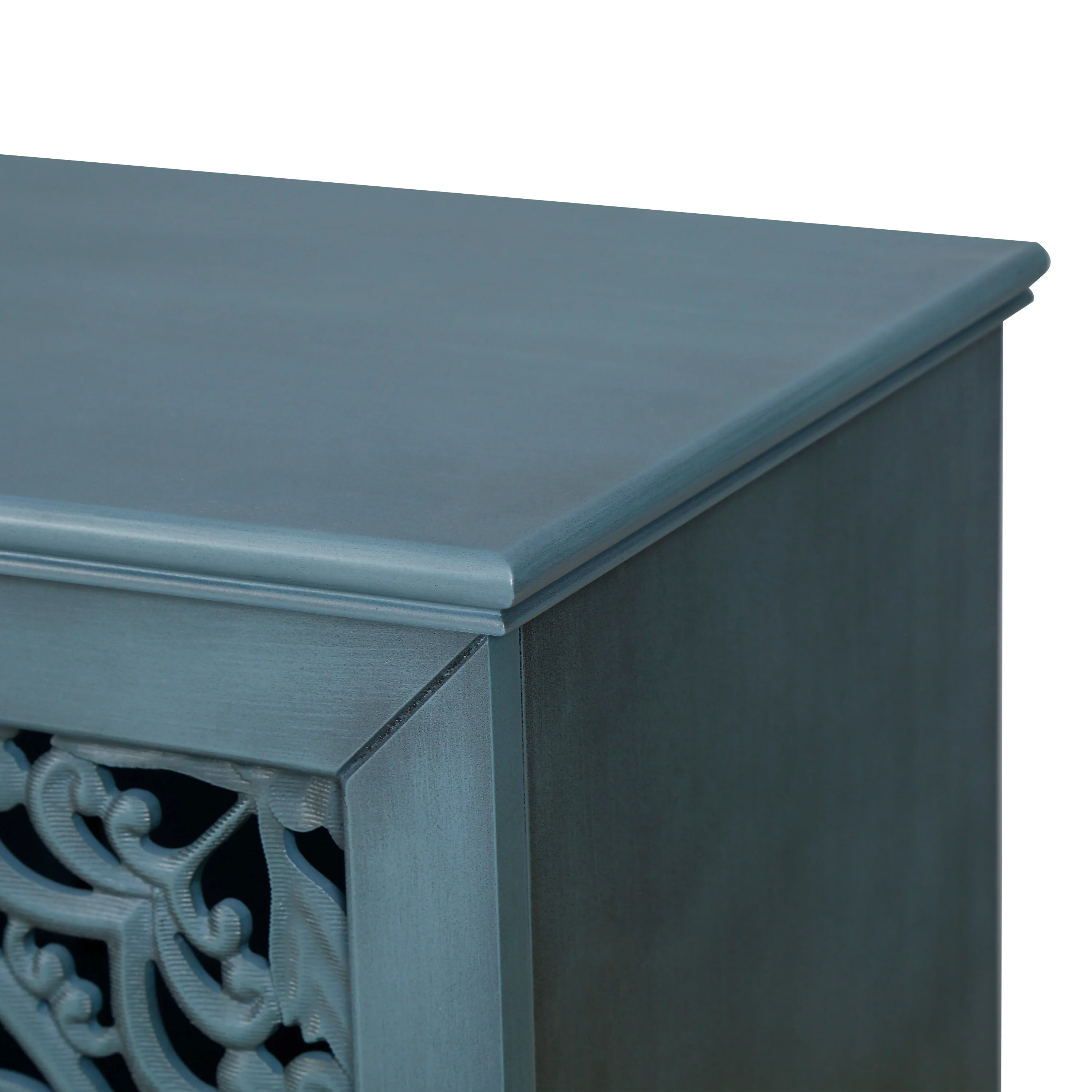 60" Antique Buffet Cabinet with Floral Carvings and Adjustable Shelves - Image 21
