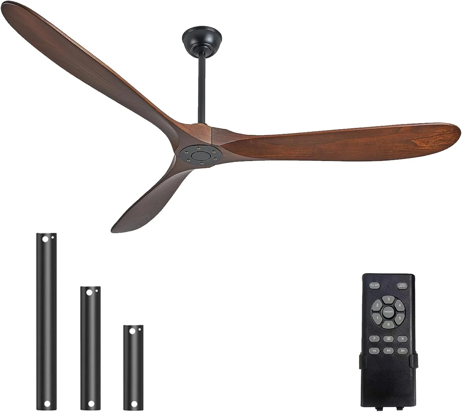 60 Inch Solid Wood Ceiling Fan 3-Blade DC Motor Remote - Image 3