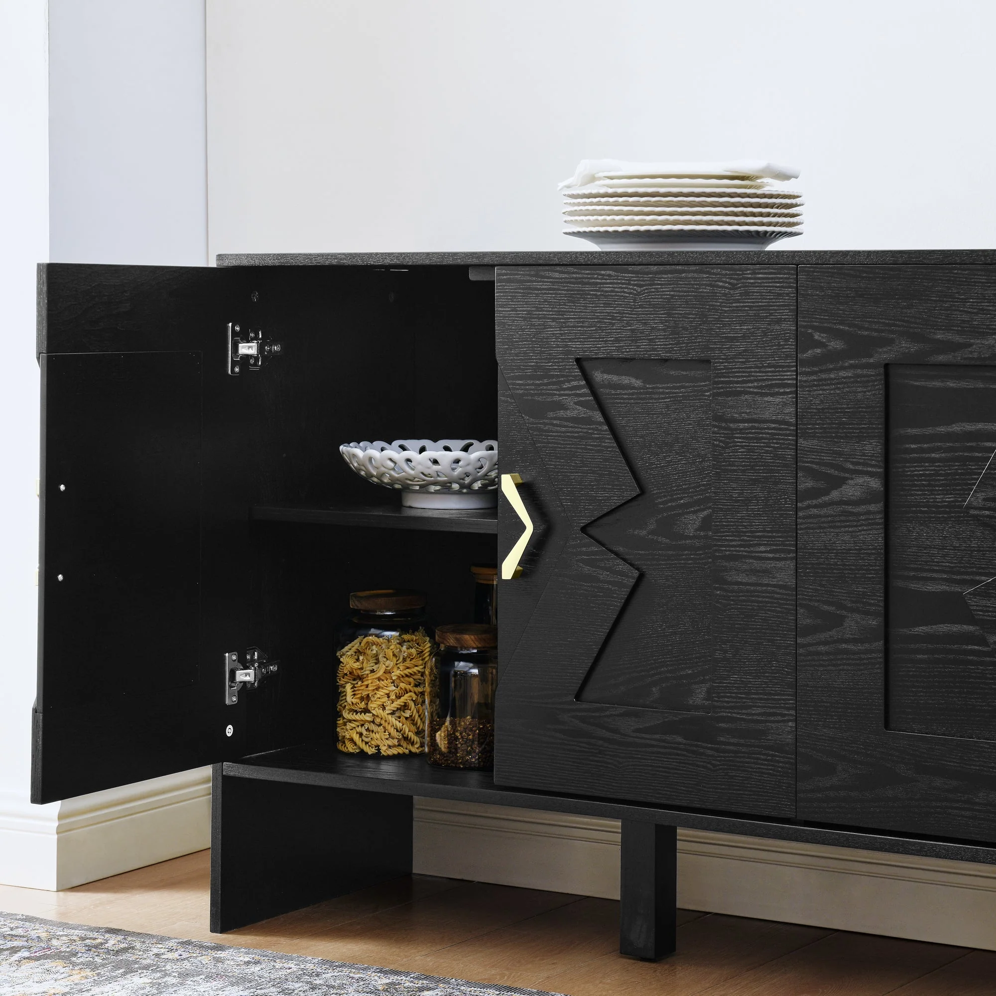 60" Mid Century Modern Sideboard Buffet Cabinet with Storage - Image 8
