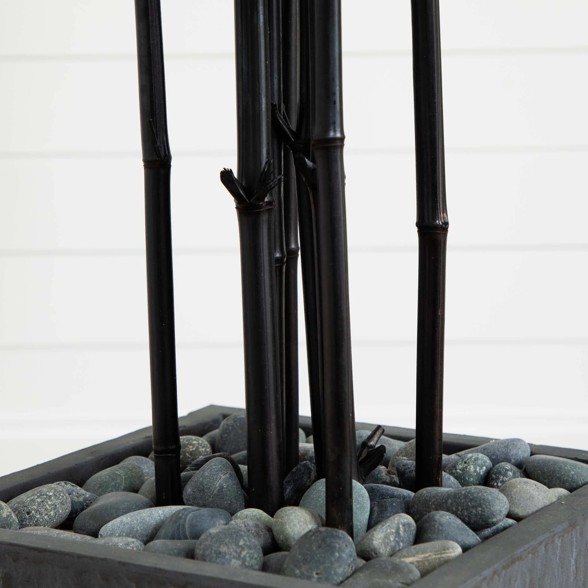61” Bamboo Artificial Tree with Black Trunks in Slate Planter (Indoor/Outdoor) - Image 3
