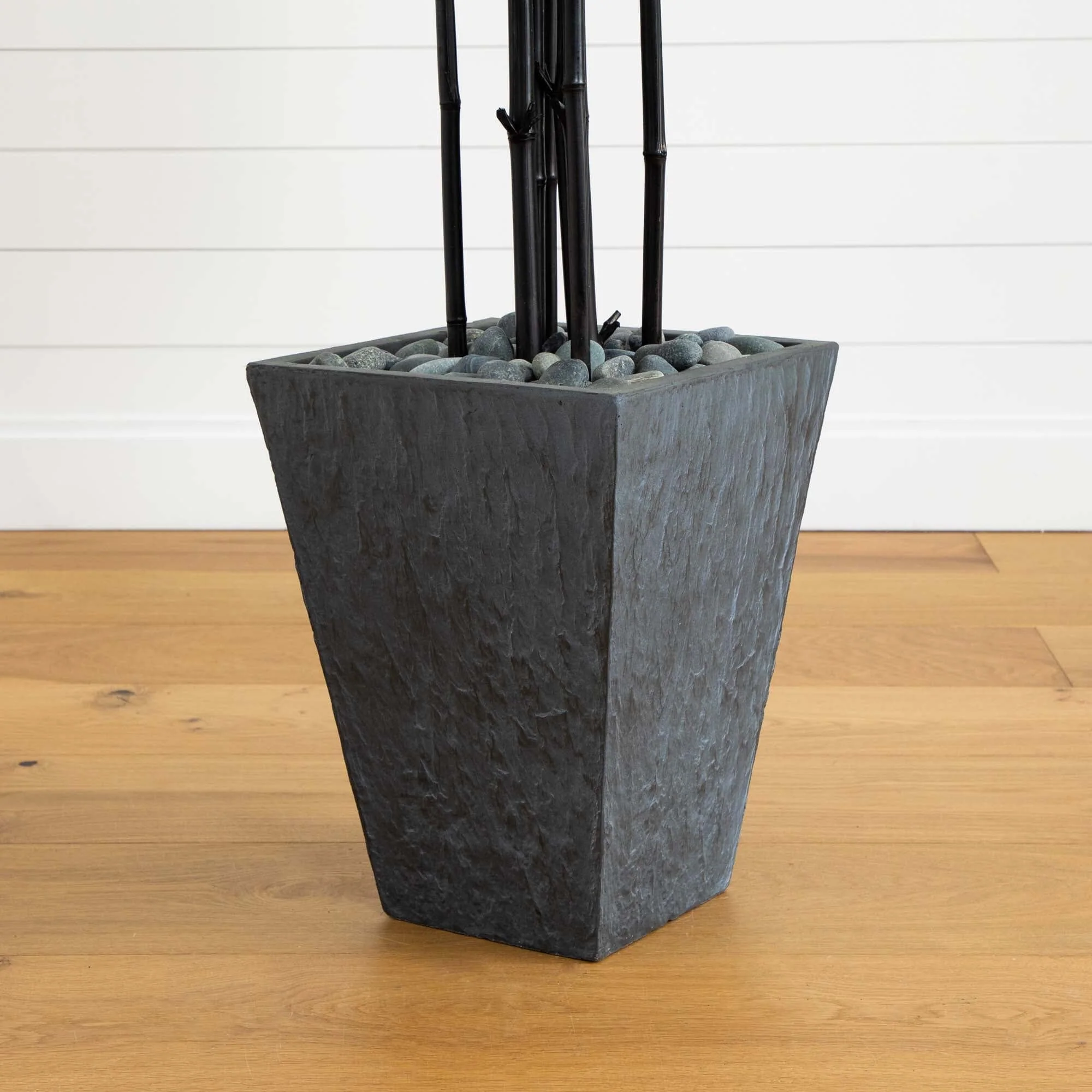 61” Bamboo Artificial Tree with Black Trunks in Slate Planter (Indoor/Outdoor) - Image 4