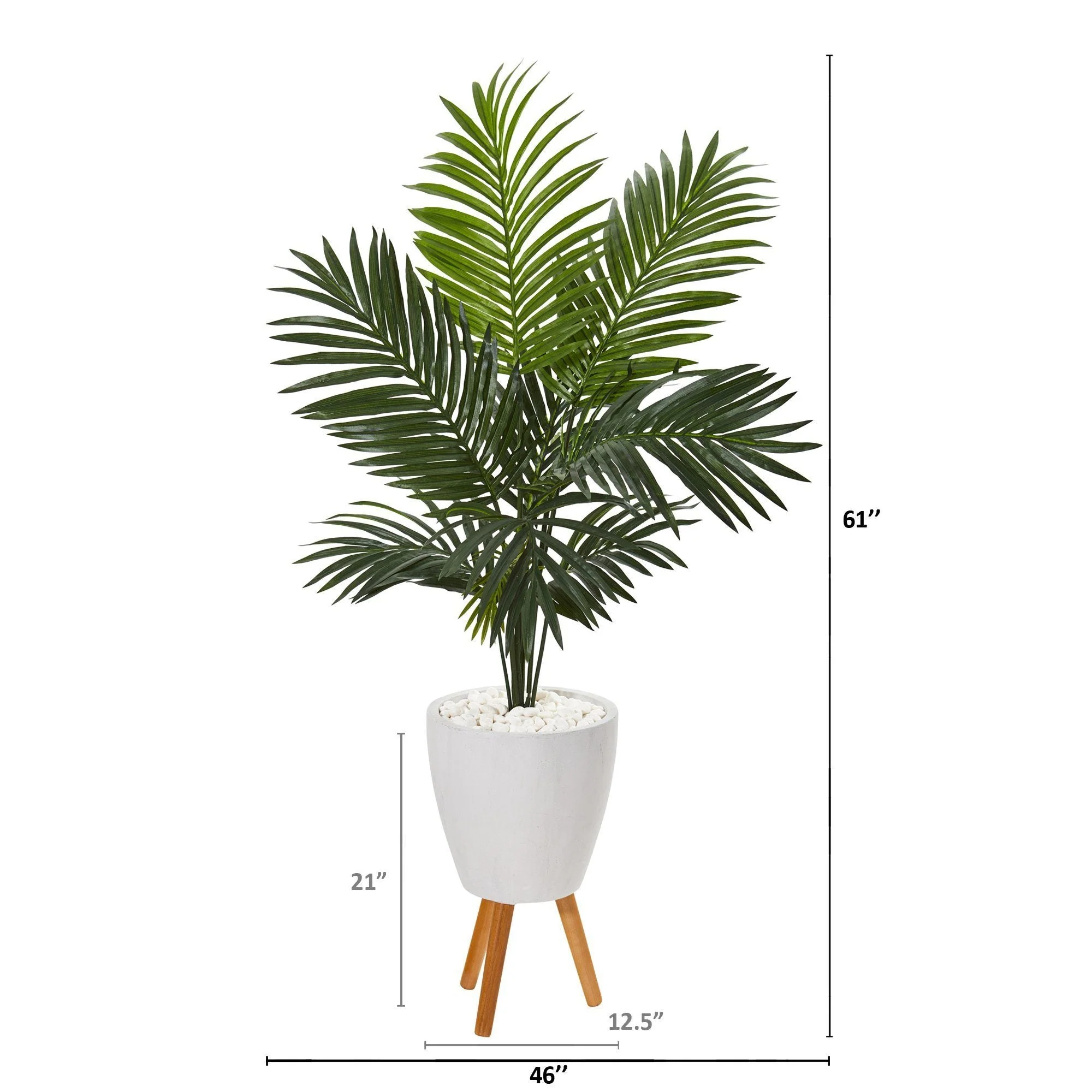 61” Paradise Palm Artificial Tree in White Planter with Stand - Image 2