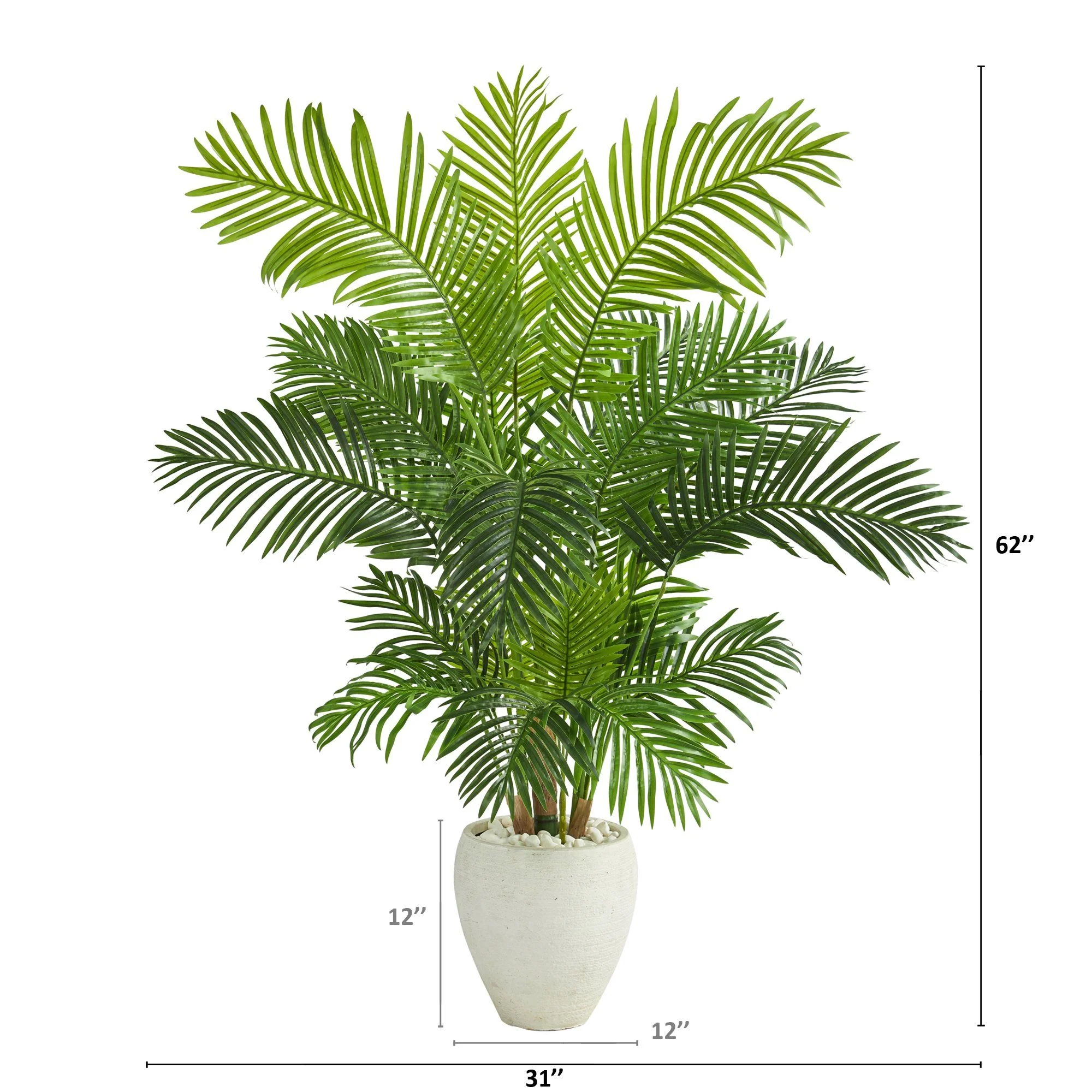 62” Hawaii Palm Artificial Tree in White Planter - Image 2