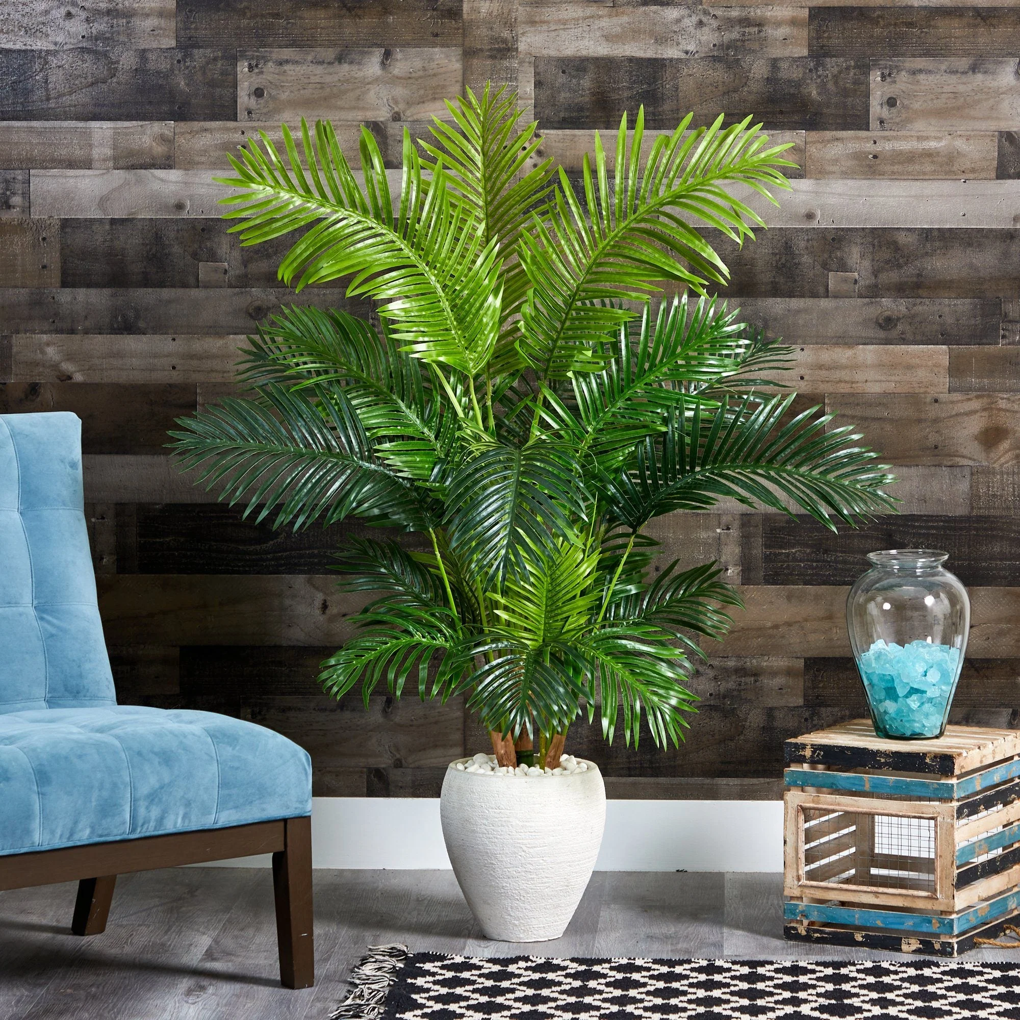 62” Hawaii Palm Artificial Tree in White Planter - Image 3