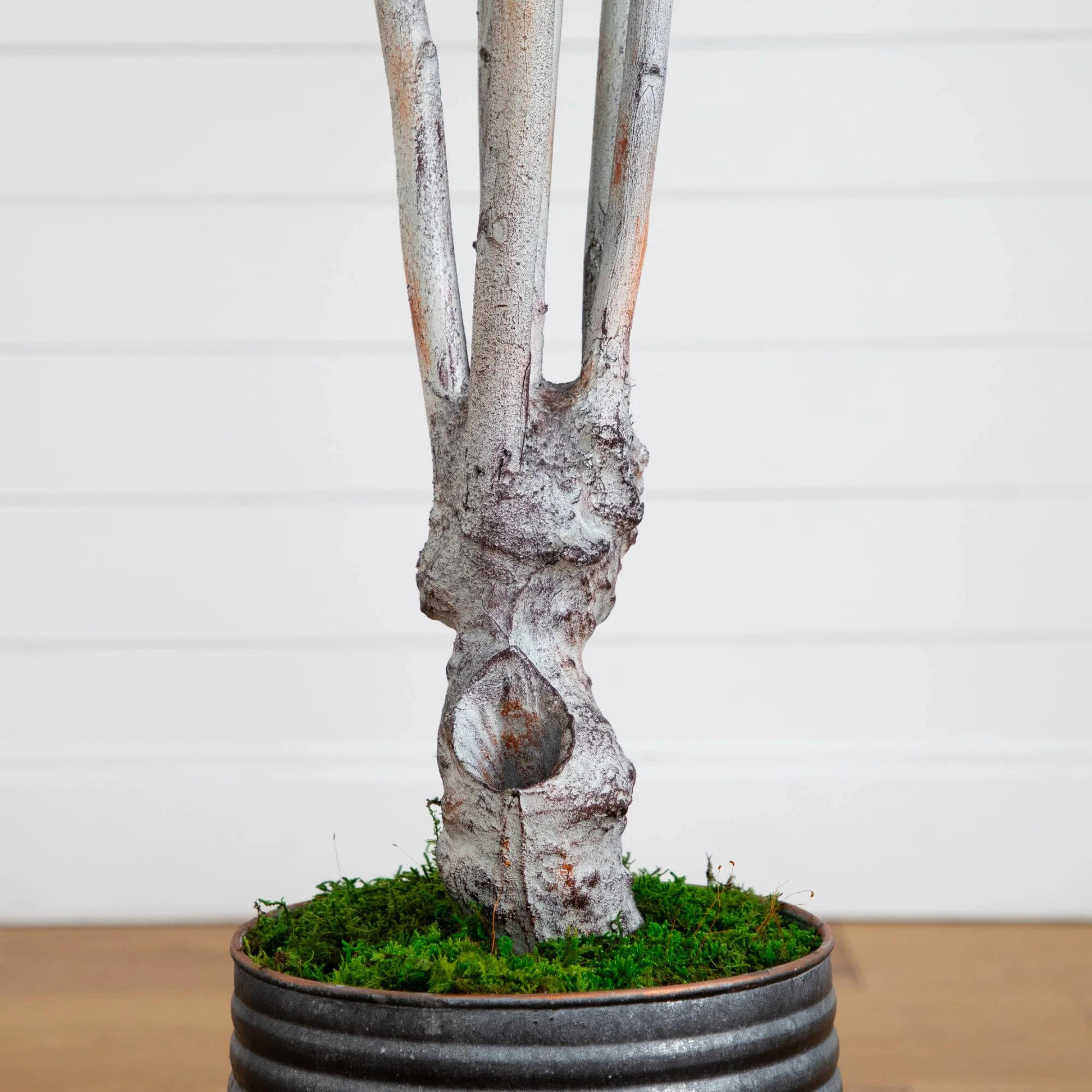 62” Olive Artificial Tree in Ribbed Metal Planter - Image 5