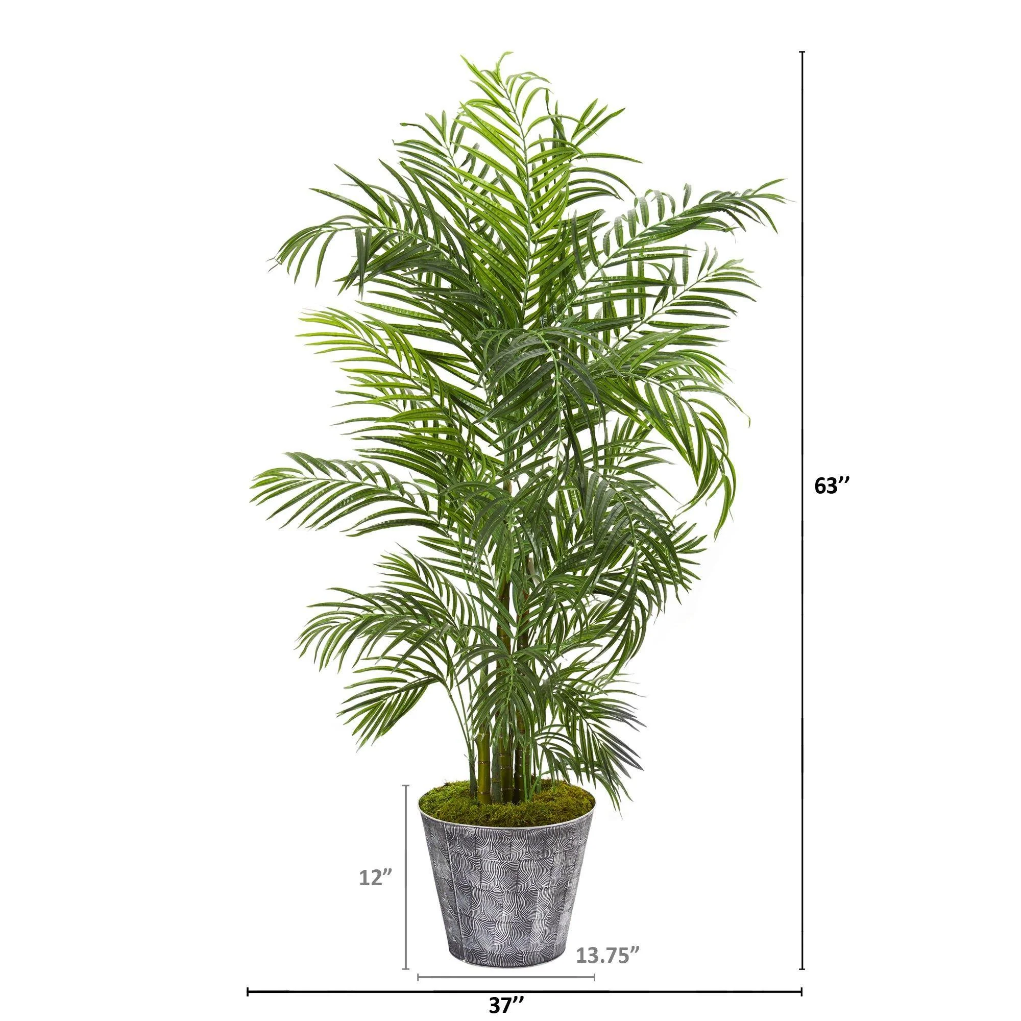 63” Areca Palm Artificial Tree in Decorative Planter (Indoor/Outdoor) - Image 2