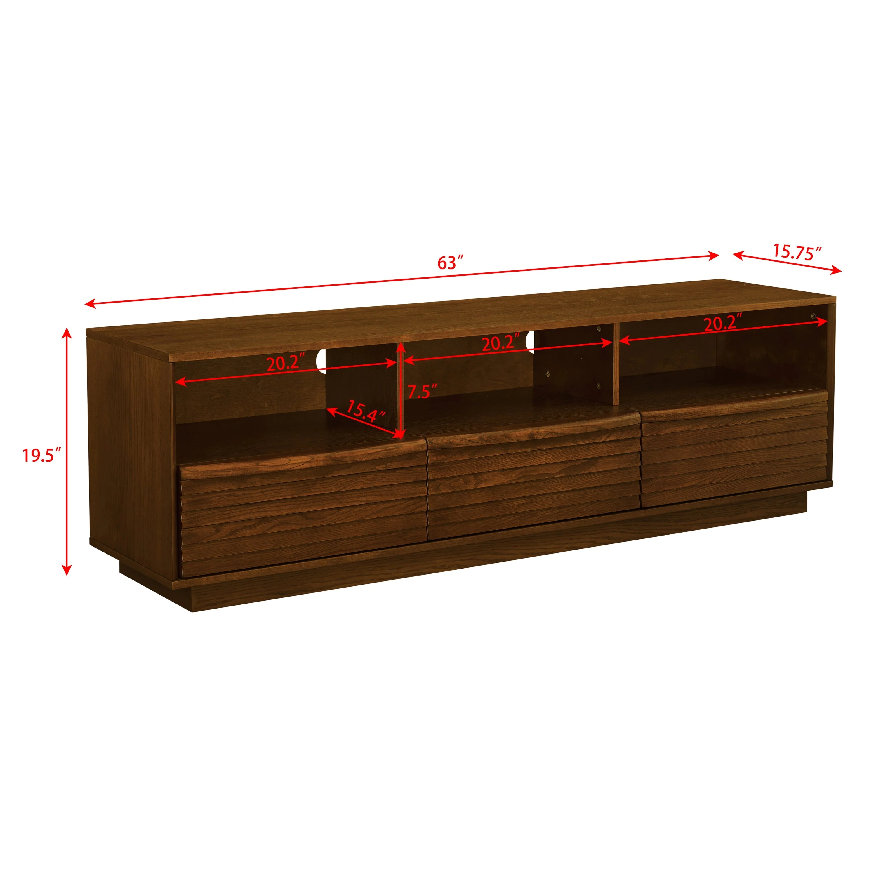 63' Mid-Century Modern TV Stand for TVs up to 75' Walnut - Image 8